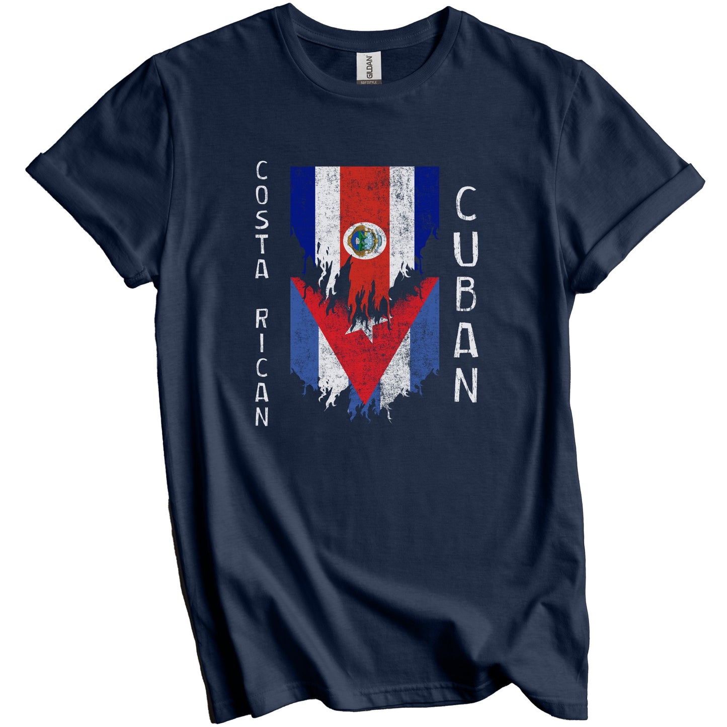 Costa Rican Cuban Flags Ripped Torn Costa Rica Cuba T-Shirt