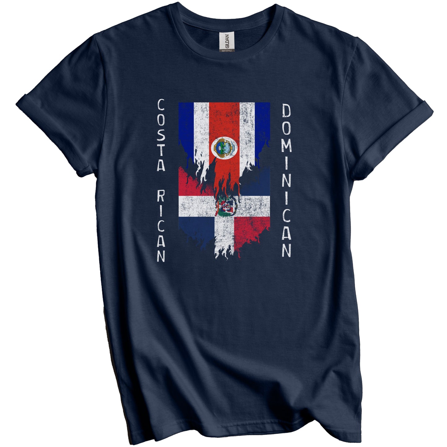 Costa Rican Dominican Flags Ripped Torn Costa Rica Dominican Republic T-Shirt