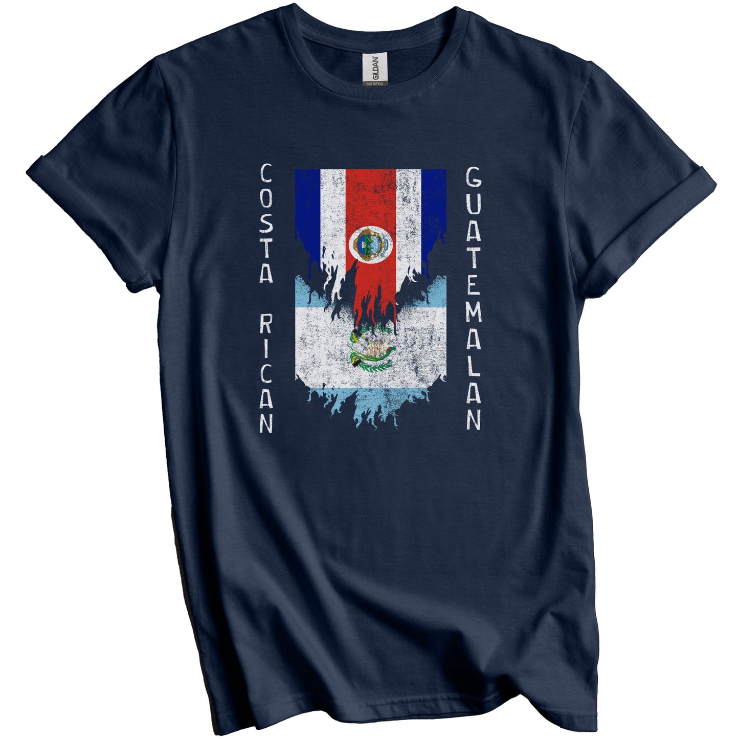 Costa Rican Guatemalan Flags Ripped Torn Costa Rica Guatemala T-Shirt