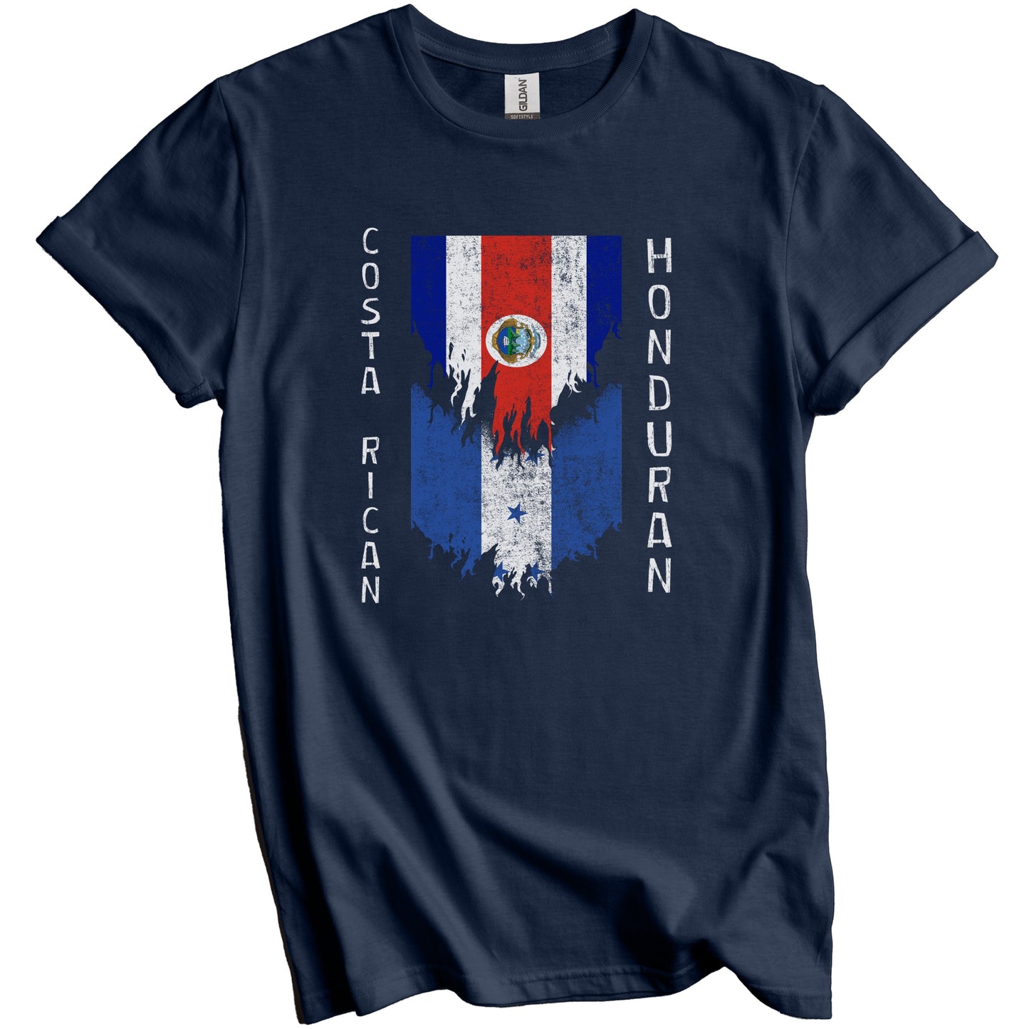 Costa Rican Honduran Flags Ripped Torn Costa Rica Honduras T-Shirt