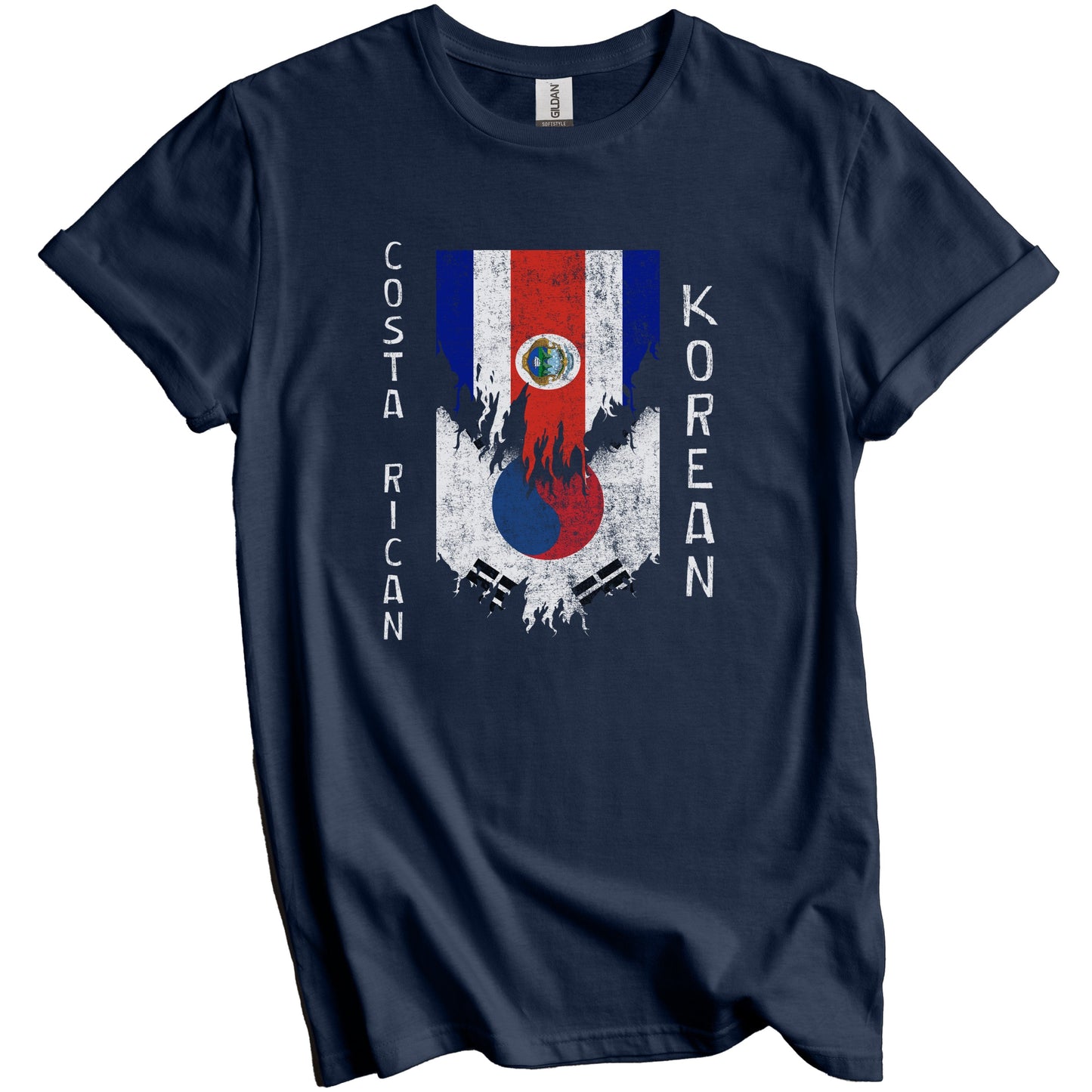 Costa Rican Korean Flags Ripped Torn Costa Rica South Korea T-Shirt