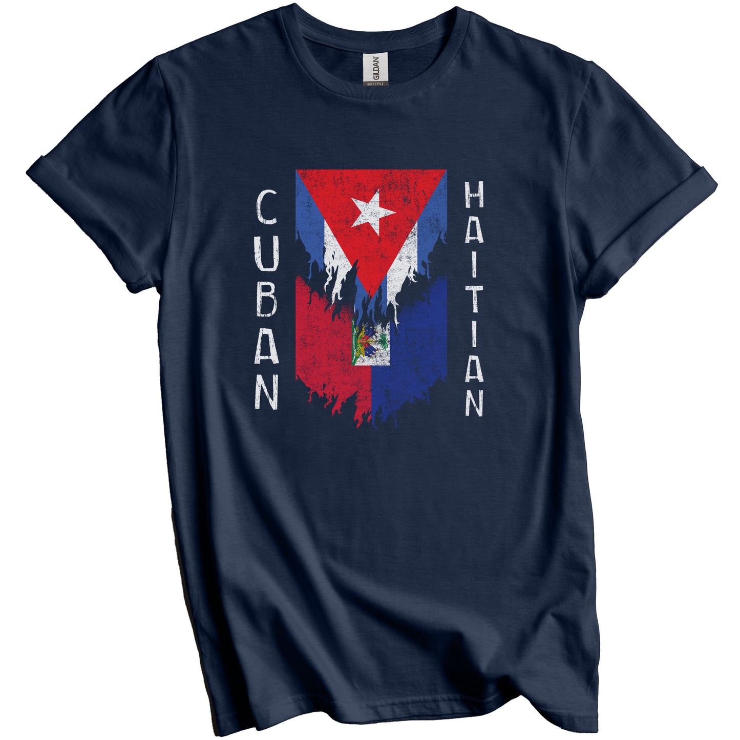 Cuban Haitian Flags Ripped Torn Cuba Haiti T-Shirt