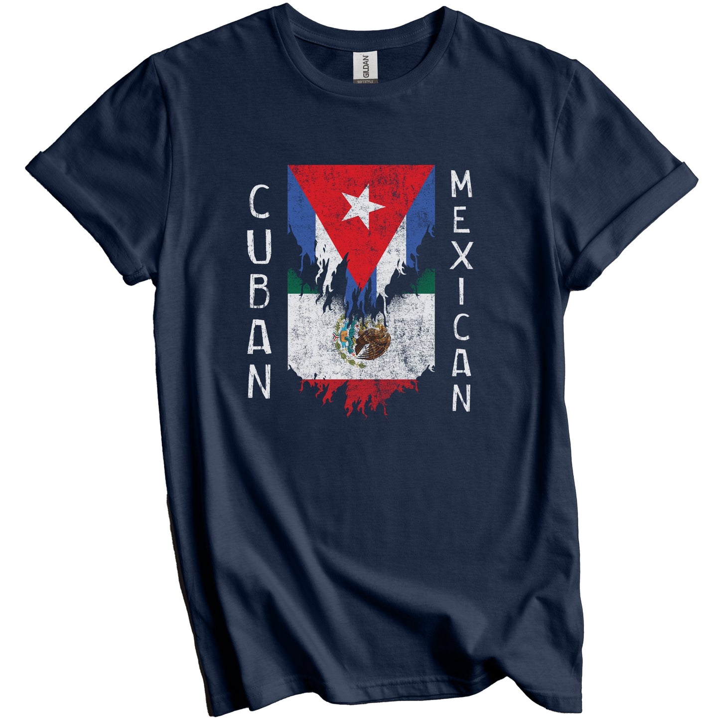 Cuban Mexican Flags Ripped Torn Cuba Mexico T-Shirt