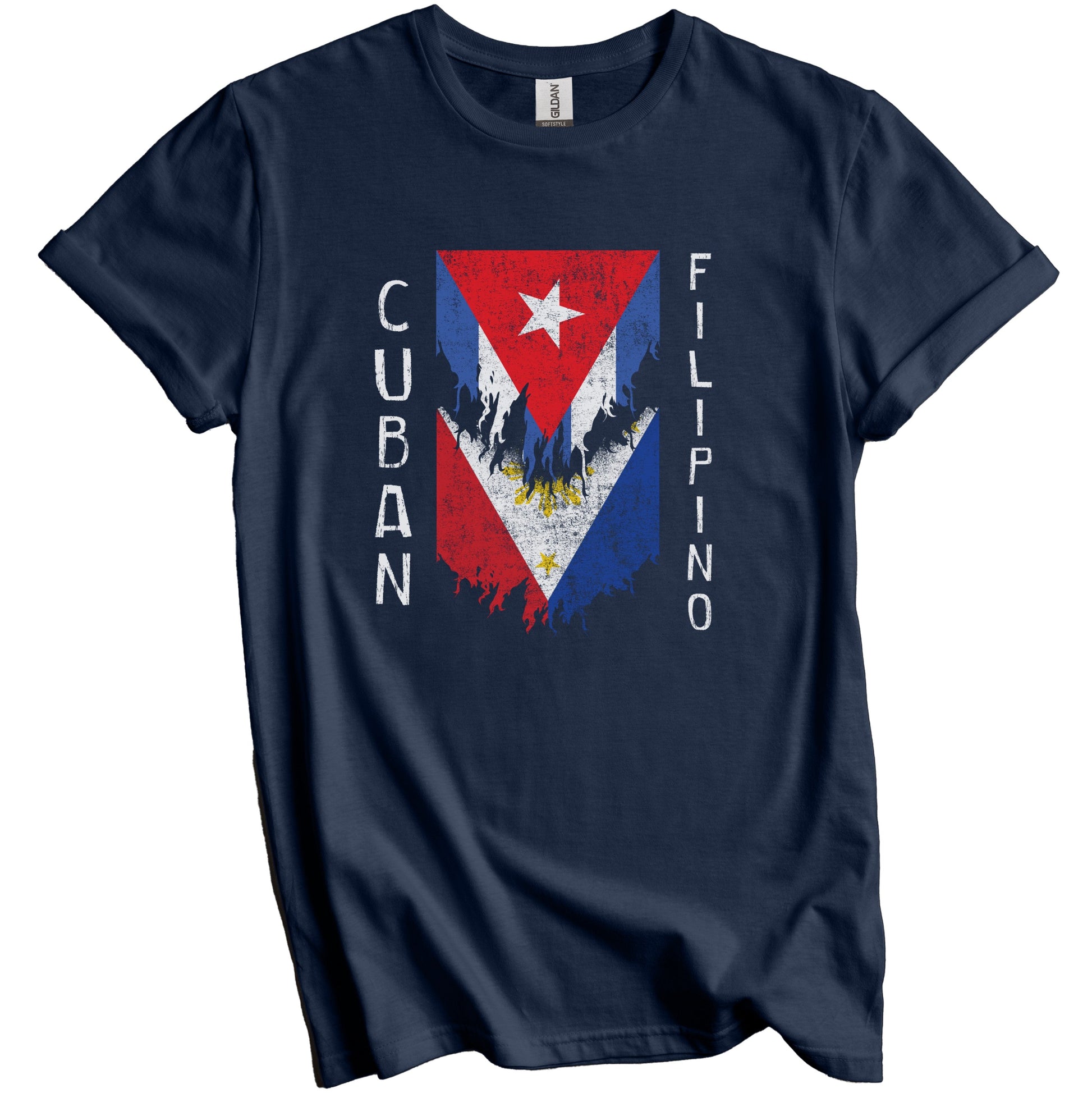 Cuban Filipino Flags Ripped Torn Cuba Philippines T-Shirt