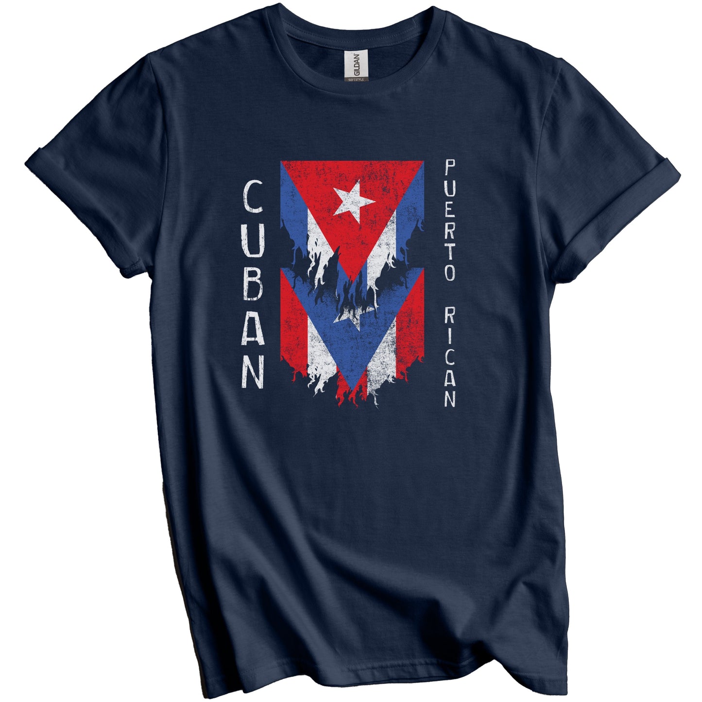 Cuban Puerto Rican Flags Ripped Torn Cuba Puerto Rico T-Shirt