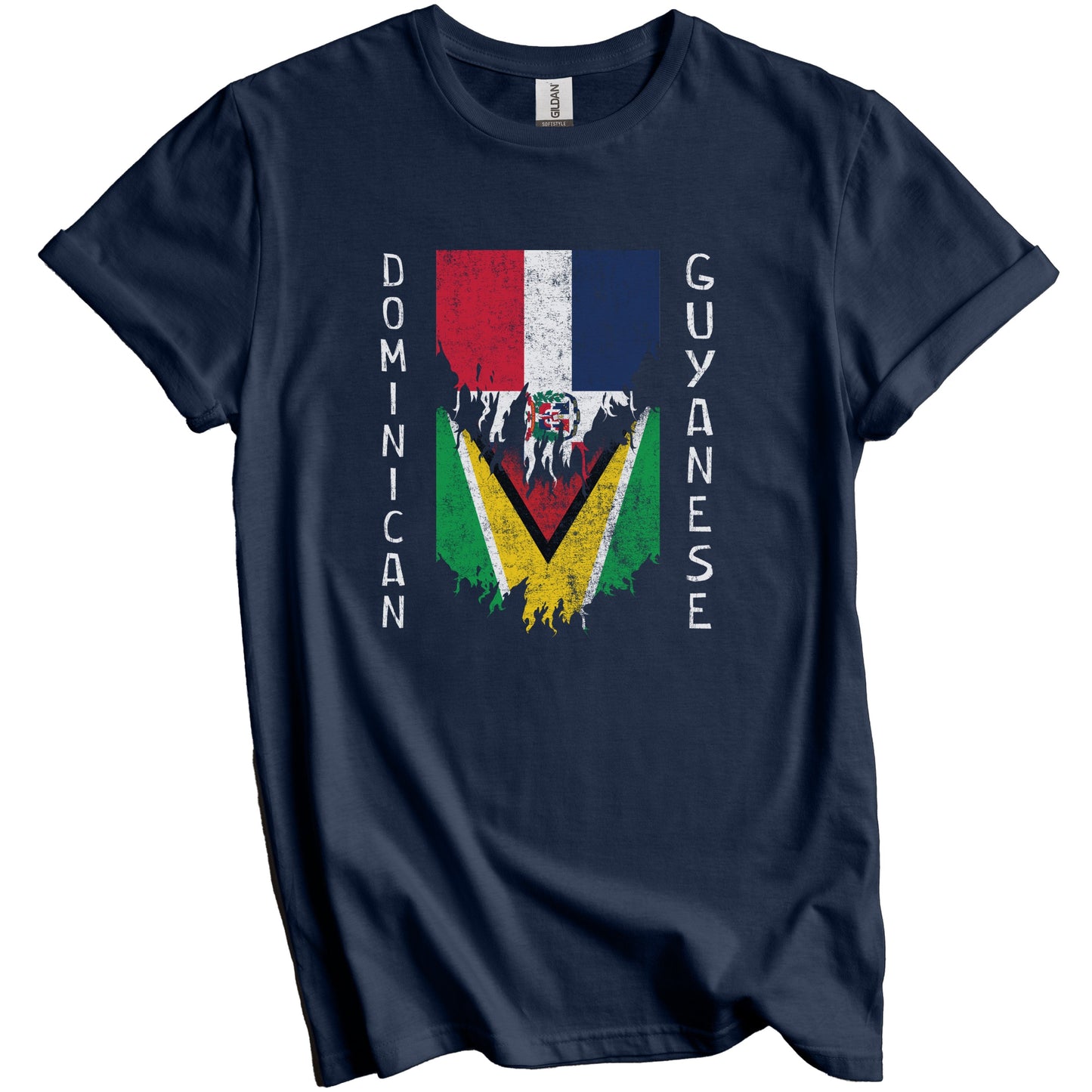 Dominican Guyanese Flags Ripped Torn Dominican Republic Guyana T-Shirt