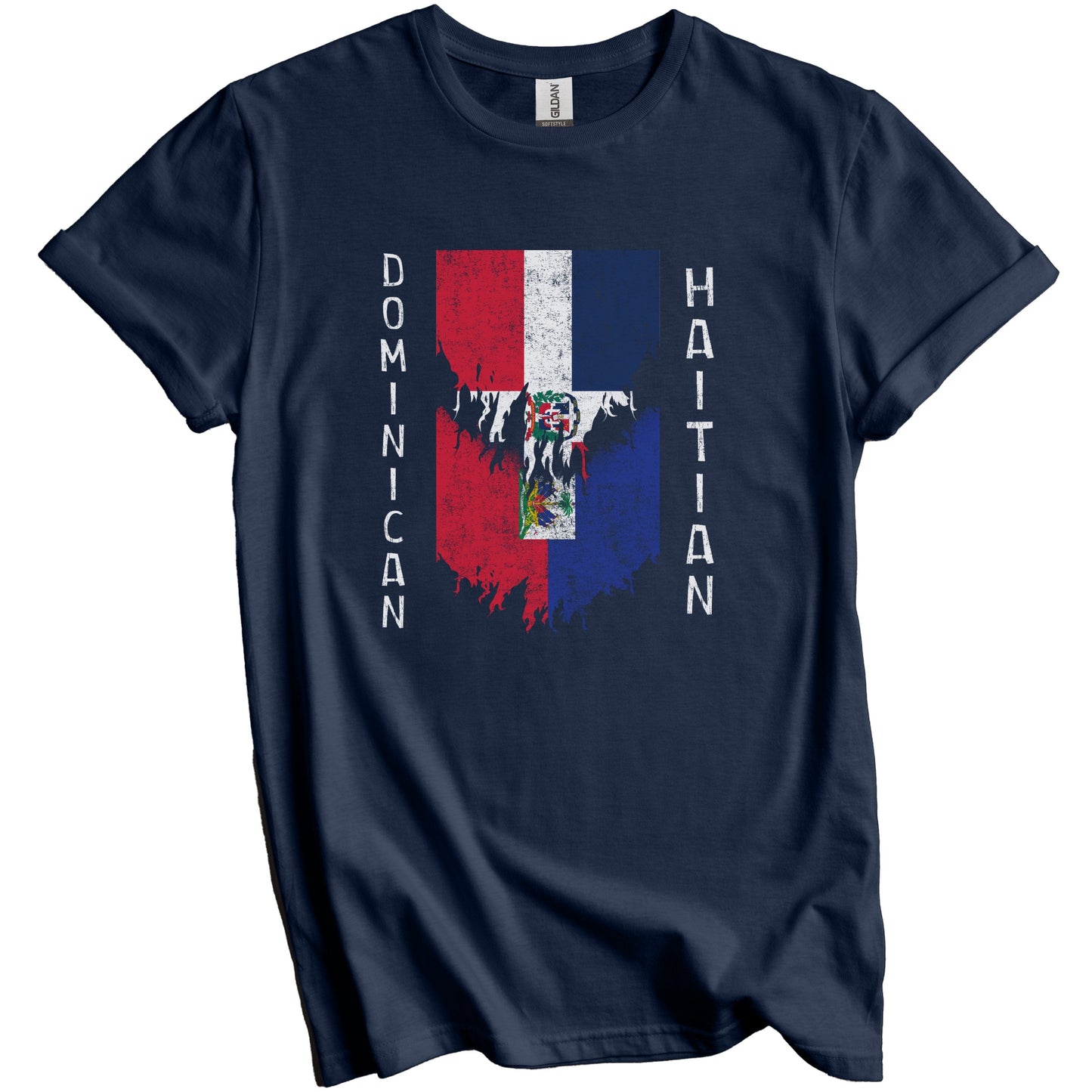 Dominican Haitian Flags Ripped Torn Dominican Republic Haiti T-Shirt
