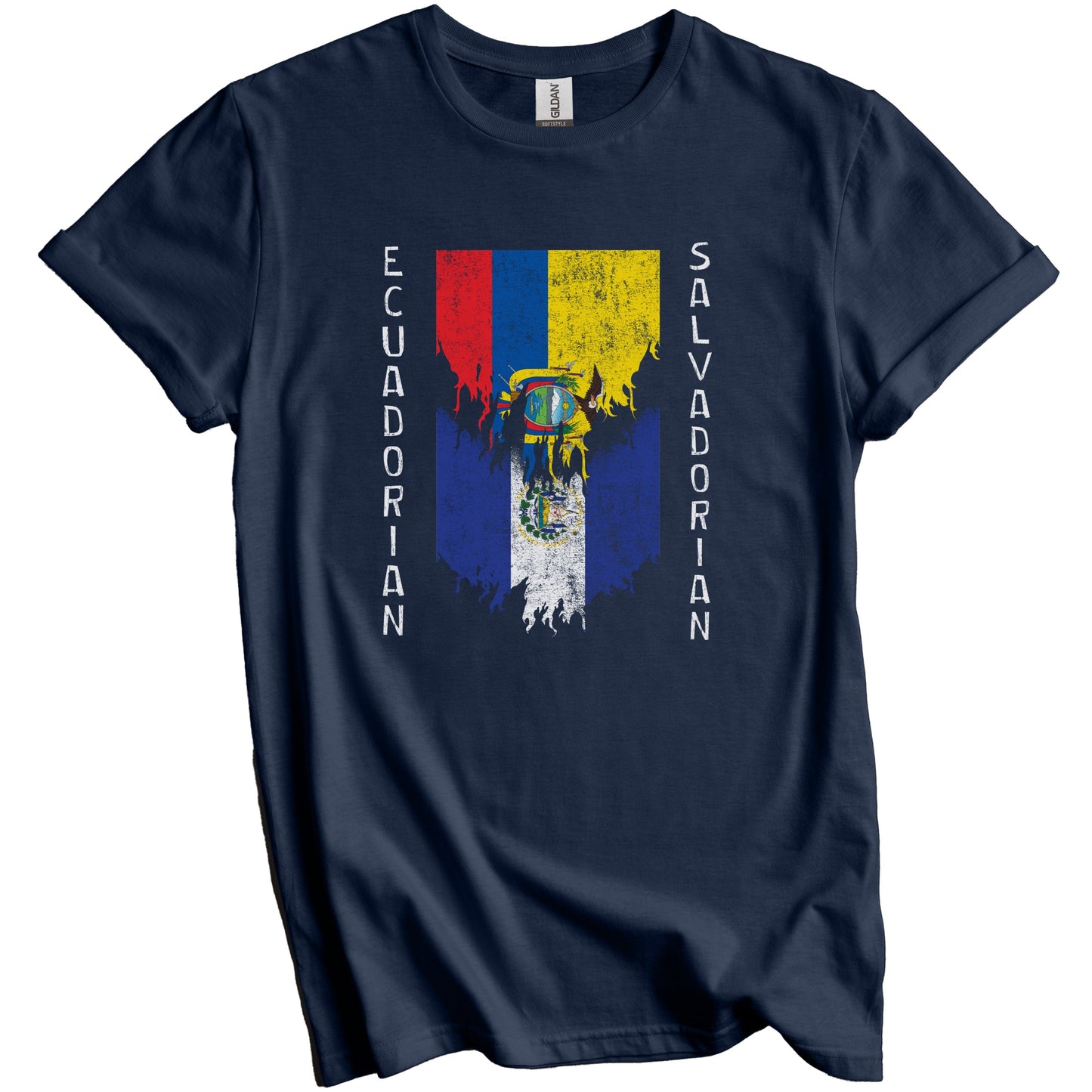 Ecuadorian Salvadorian Flags Ripped Torn Ecuador El Salvador T-Shirt