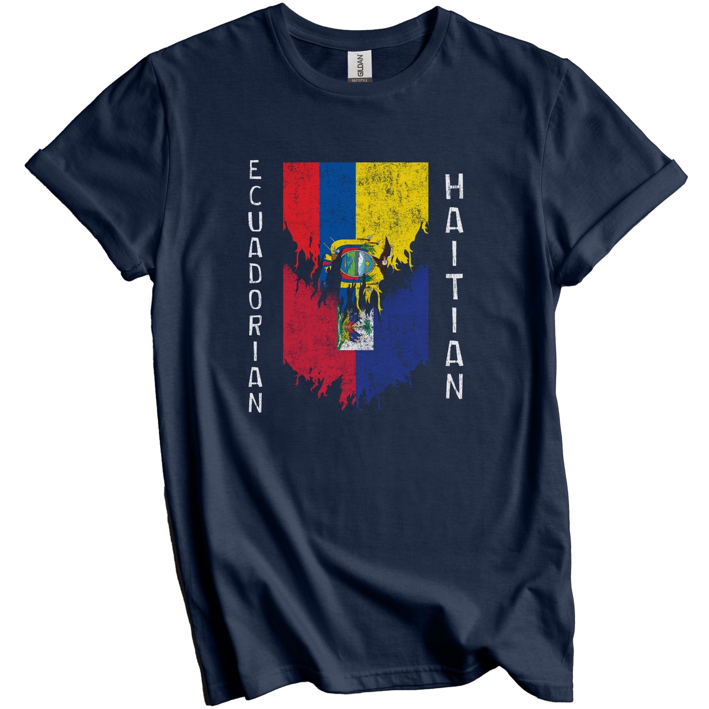 Ecuadorian Haitian Flags Ripped Torn Ecuador Haiti T-Shirt