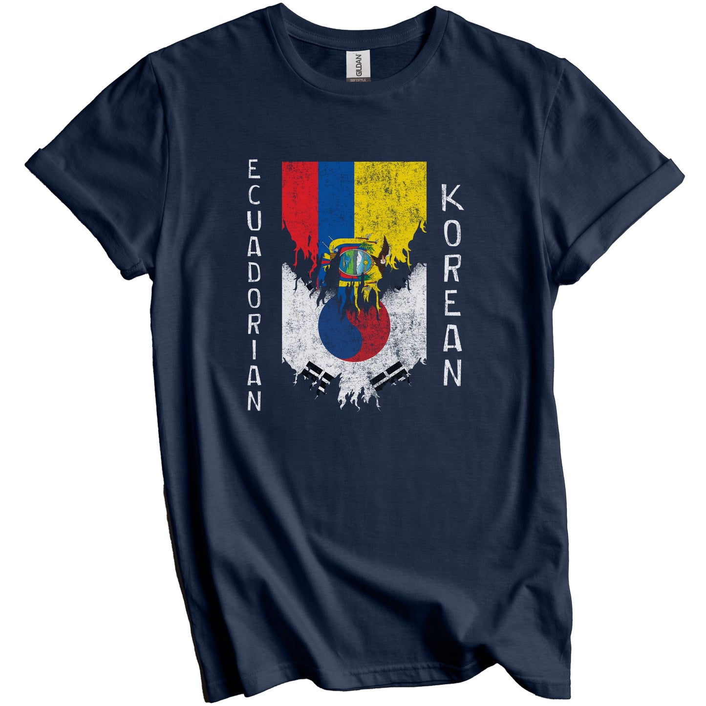 Ecuadorian Korean Flags Ripped Torn Ecuador South Korea T-Shirt
