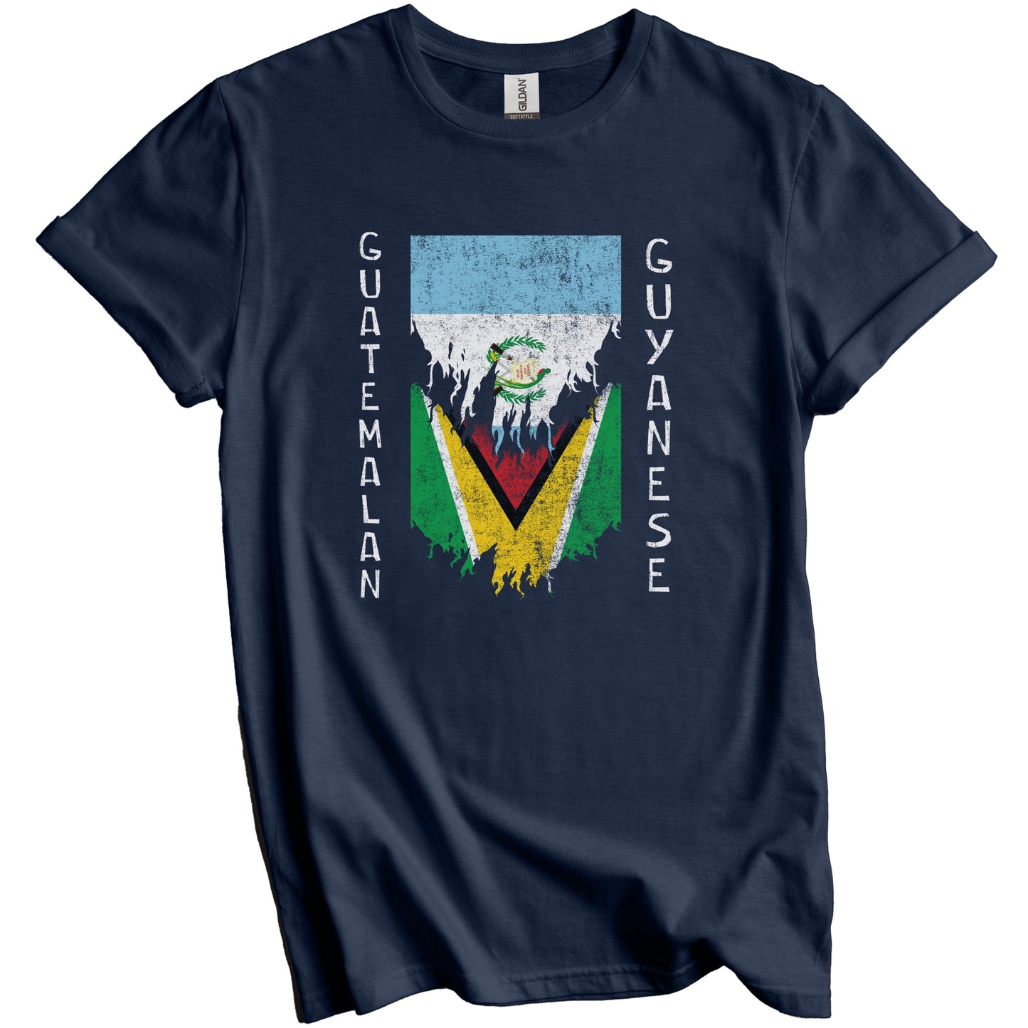 Guatemalan Guyanese Flags Ripped Torn Guatemala Guyana T-Shirt