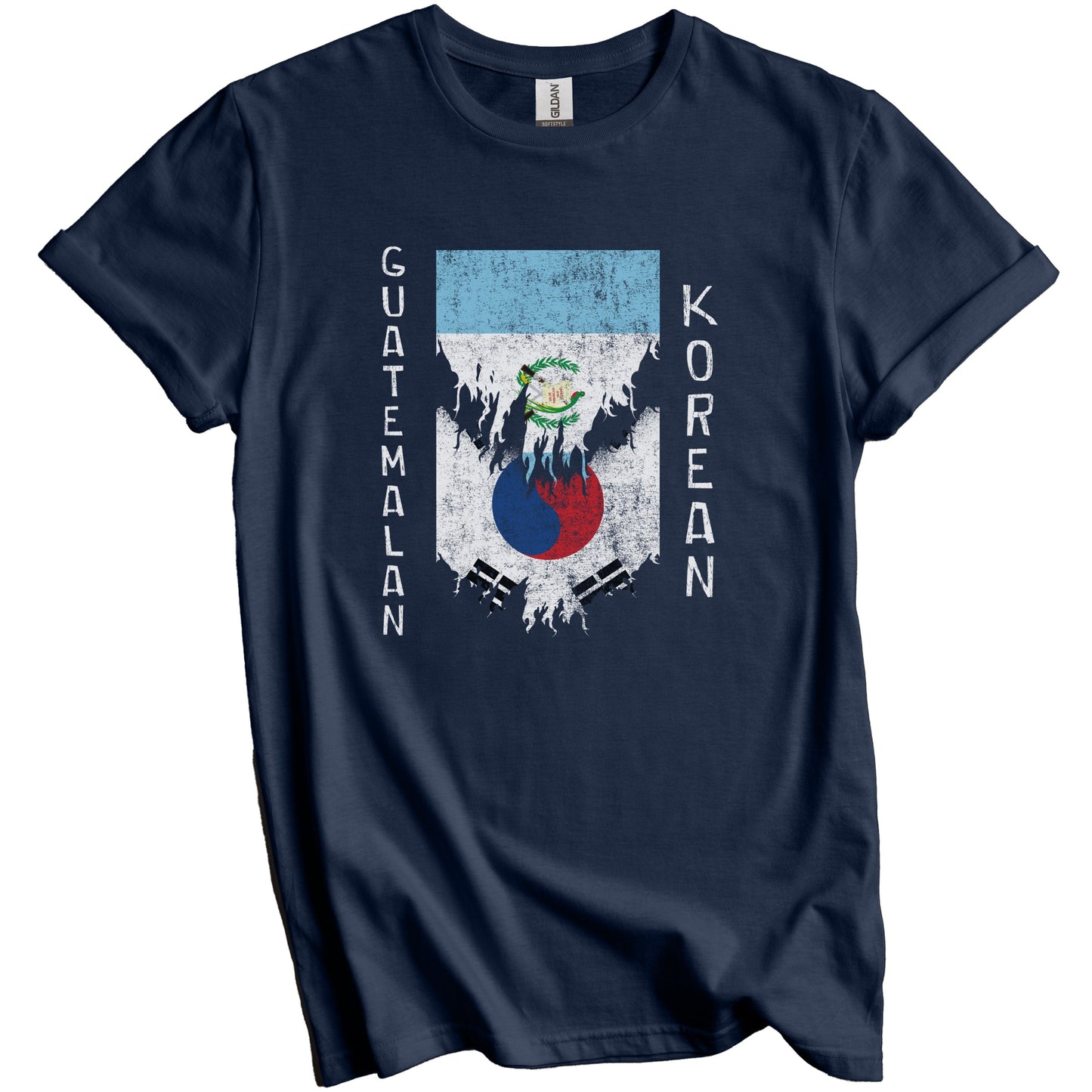 Guatemalan Korean Flags Ripped Torn Guatemala South Korea T-Shirt