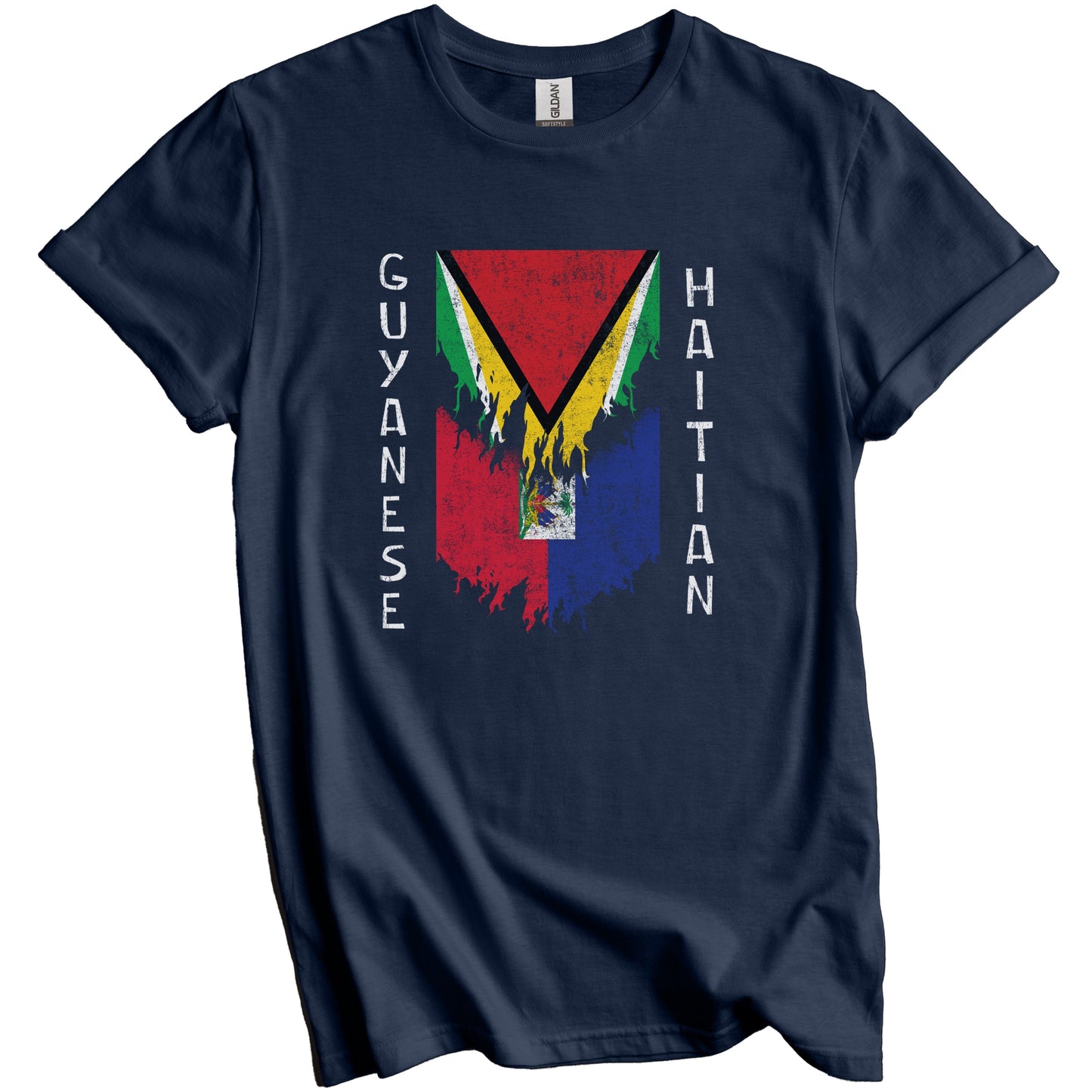 Guyanese Haitian Flags Ripped Torn Guyana Haiti T-Shirt