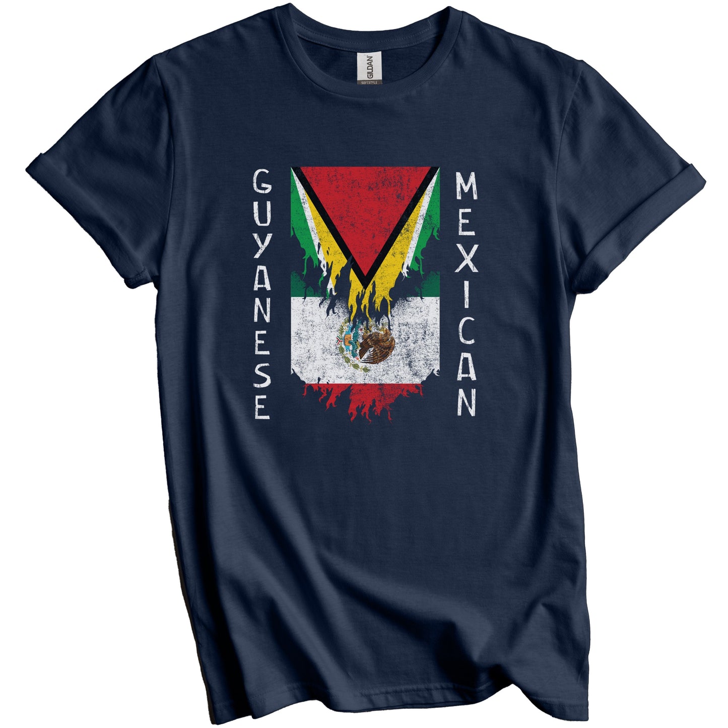 Guyanese Mexican Flags Ripped Torn Guyana Mexico T-Shirt