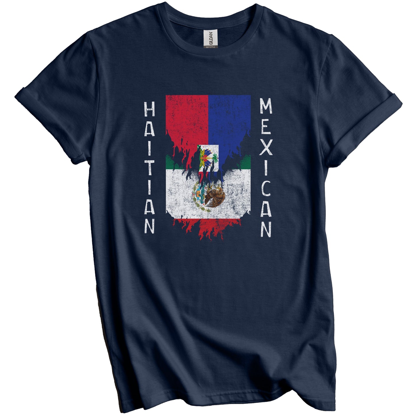 Haitian Mexican Flags Ripped Torn Haiti Mexico T-Shirt