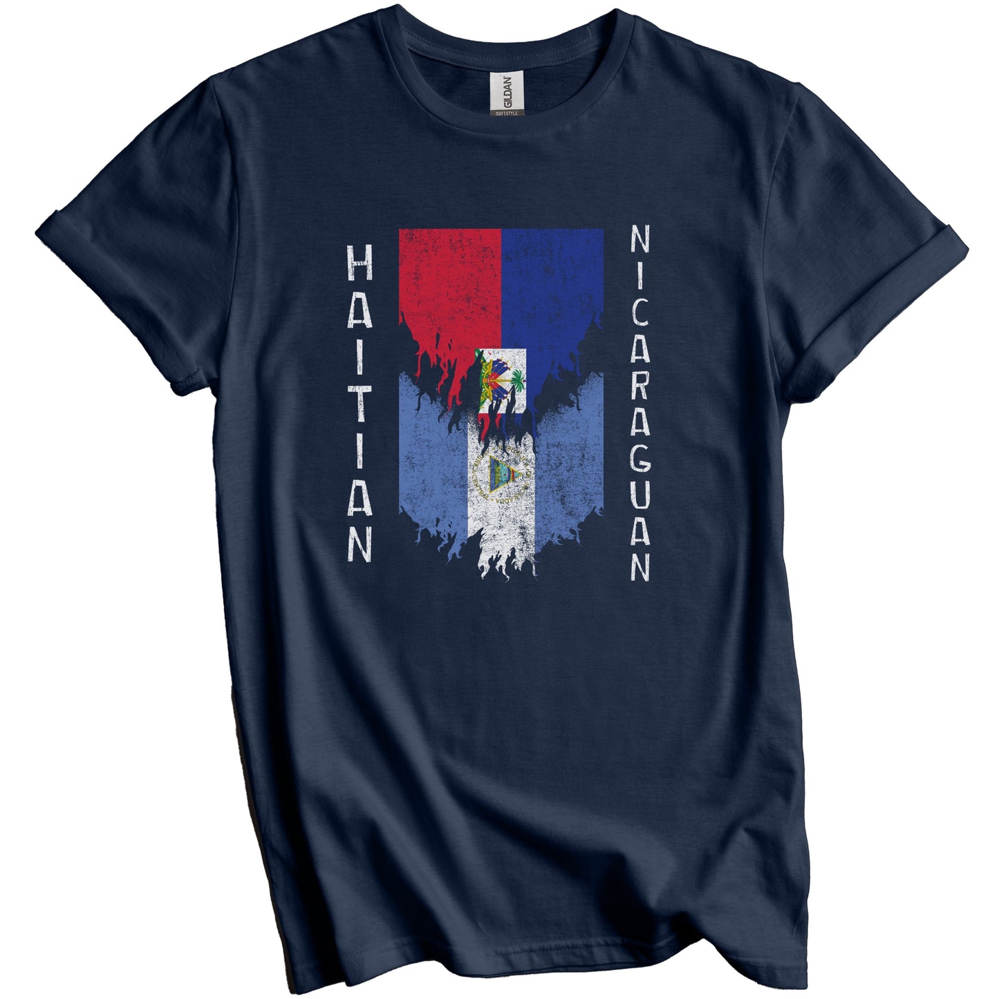 Haitian Nicaraguan Flags Ripped Torn Haiti Nicaragua T-Shirt