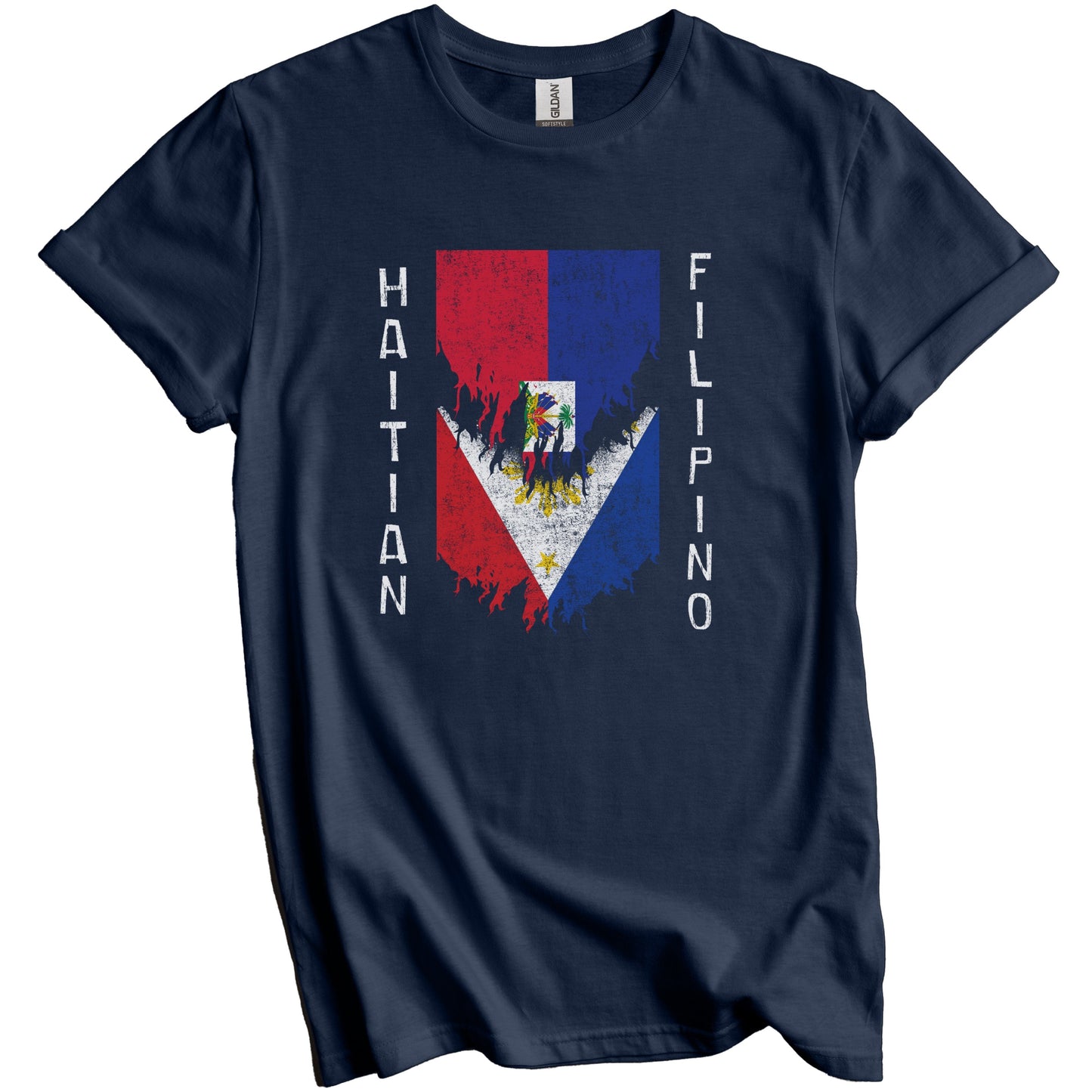 Haitian Filipino Flags Ripped Torn Haiti Philippines T-Shirt