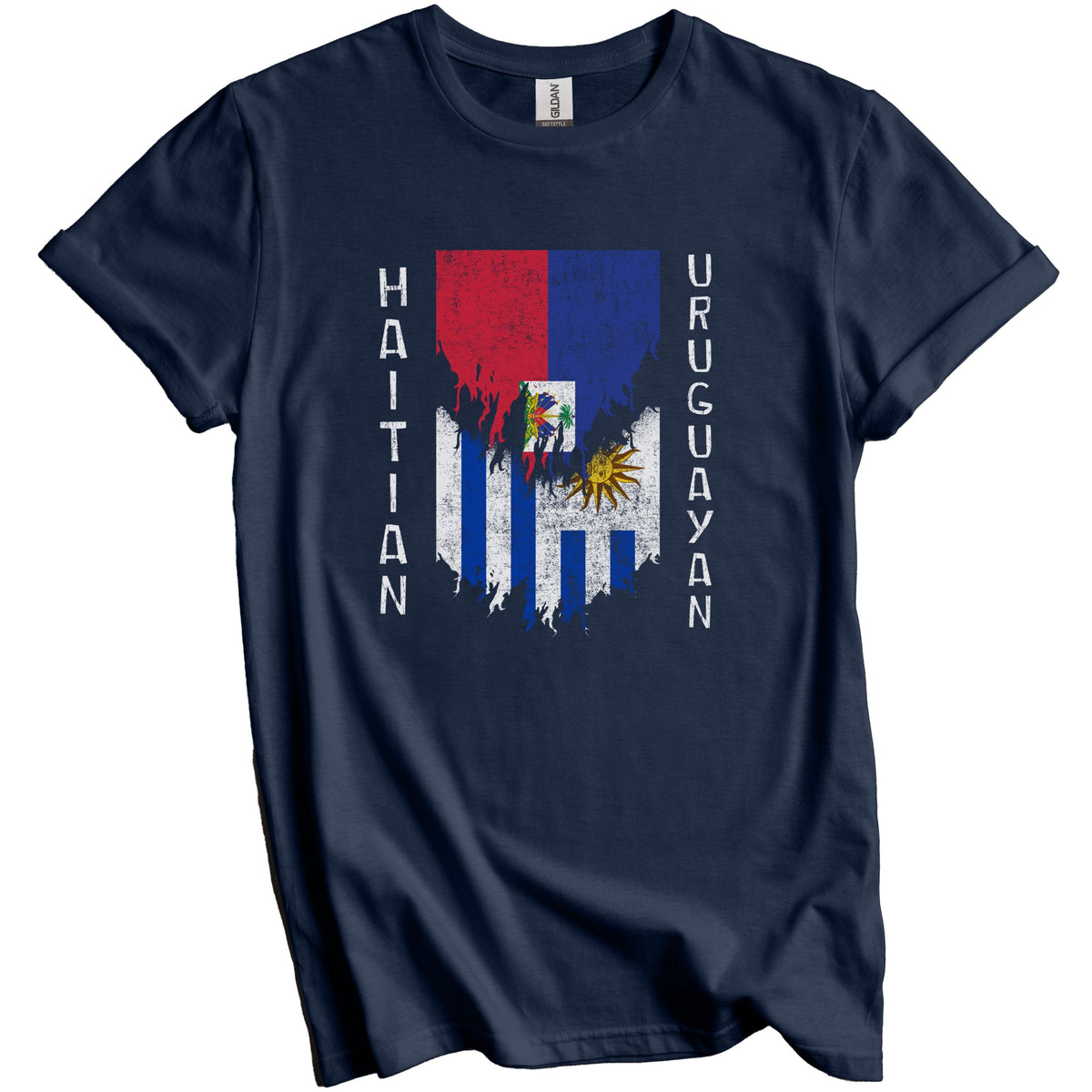 Haitian Uruguayan Flags Ripped Torn Haiti Uruguay T-Shirt