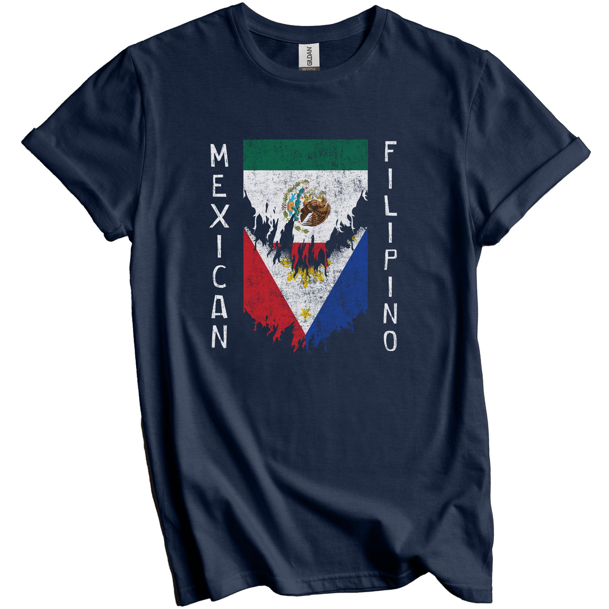 Mexican Filipino Flags Ripped Torn Mexico Philippines T-Shirt