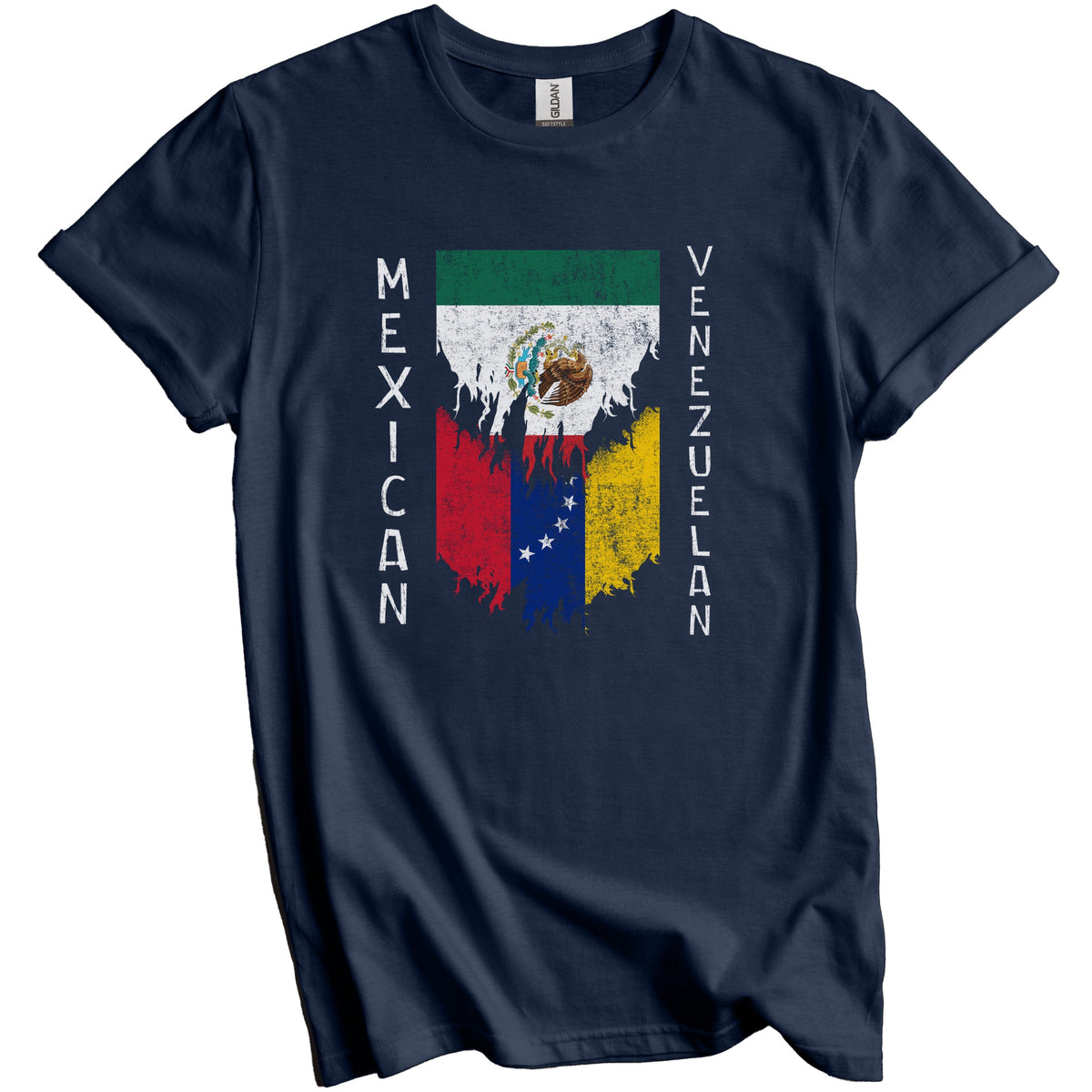 Mexican Venezuelan Flags Ripped Torn Mexico Venezuela T-Shirt