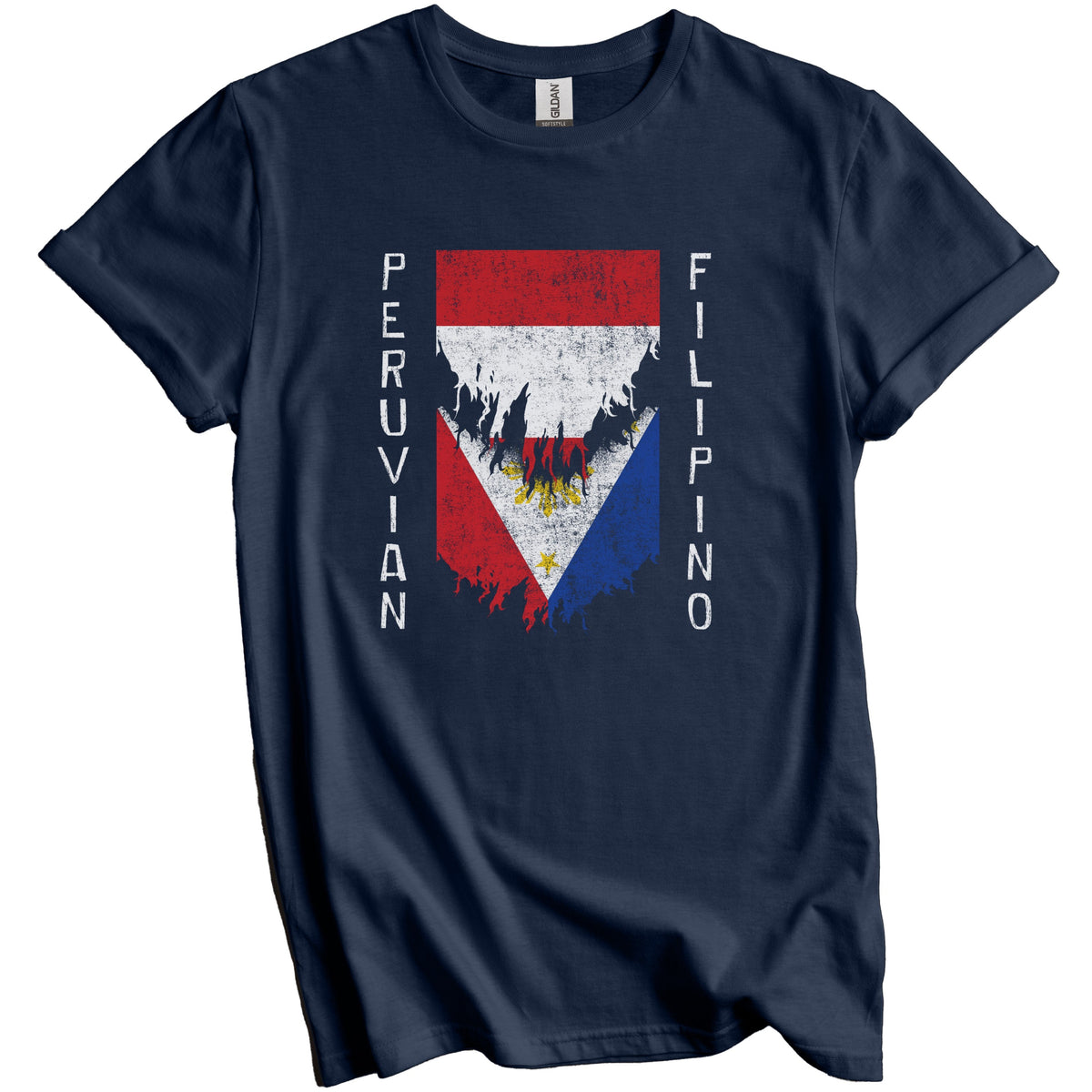Peruvian Filipino Flags Ripped Torn Peru Philippines T-Shirt