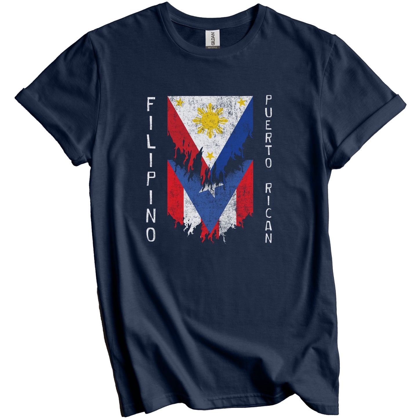 Filipino Puerto Rican Flags Ripped Torn Philippines Puerto Rico T-Shirt