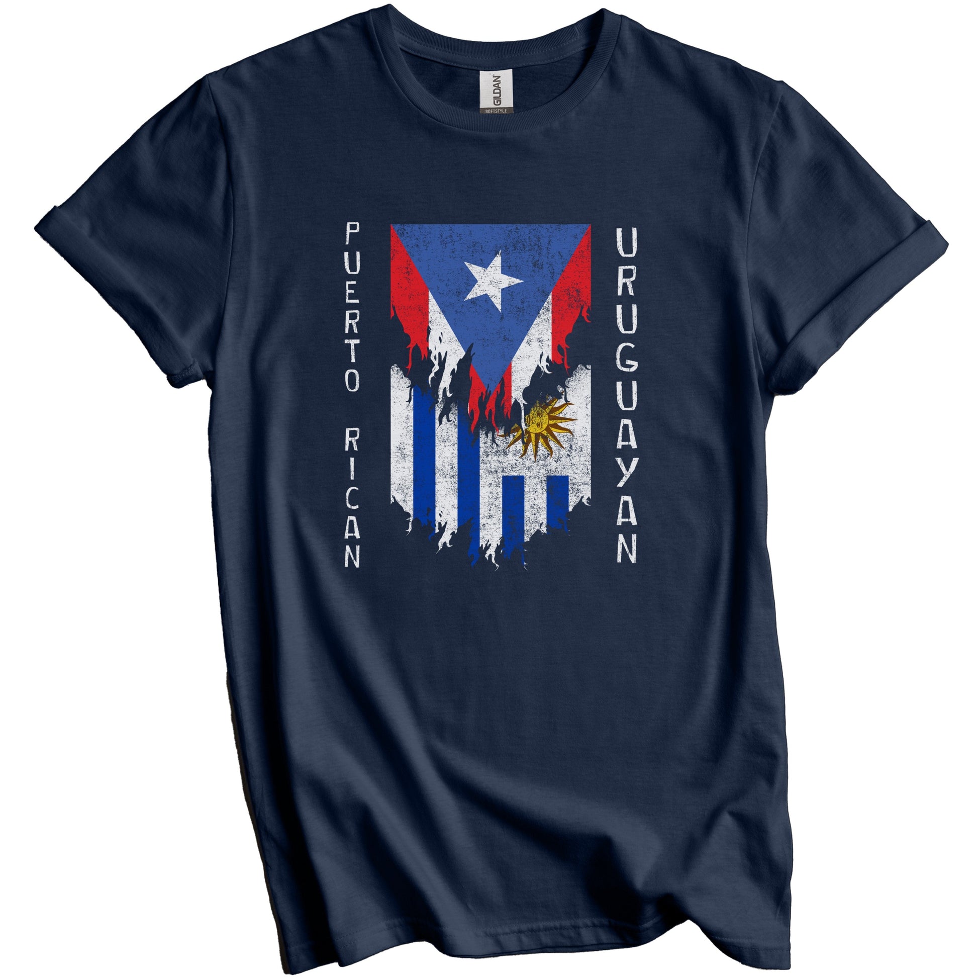 Puerto Rican Uruguayan Flags Ripped Torn Puerto Rico Uruguay T-Shirt