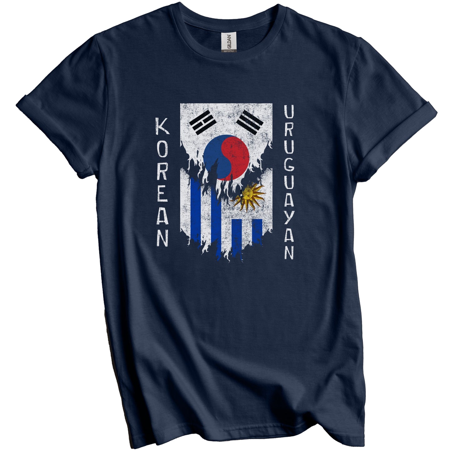 Korean Uruguayan Flags Ripped Torn South Korea Uruguay T-Shirt