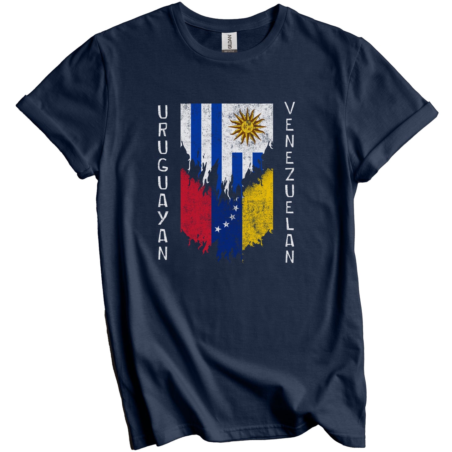 Uruguayan Venezuelan Flags Ripped Torn Uruguay Venezuela T-Shirt