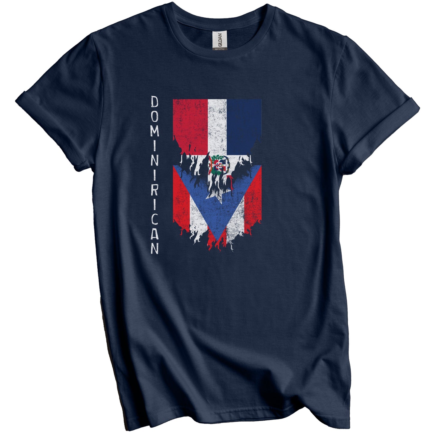 Dominican Puerto Rican Flags Ripped Torn Dominirican T-Shirt