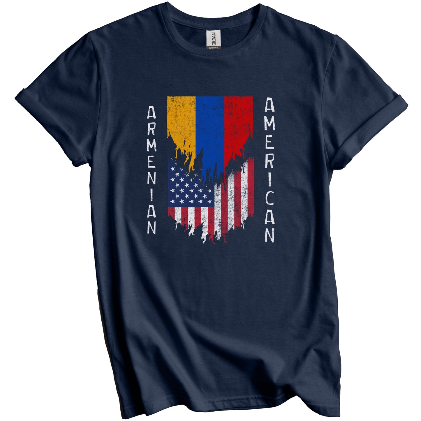 Armenian American Flags Ripped Torn Armenia T-Shirt