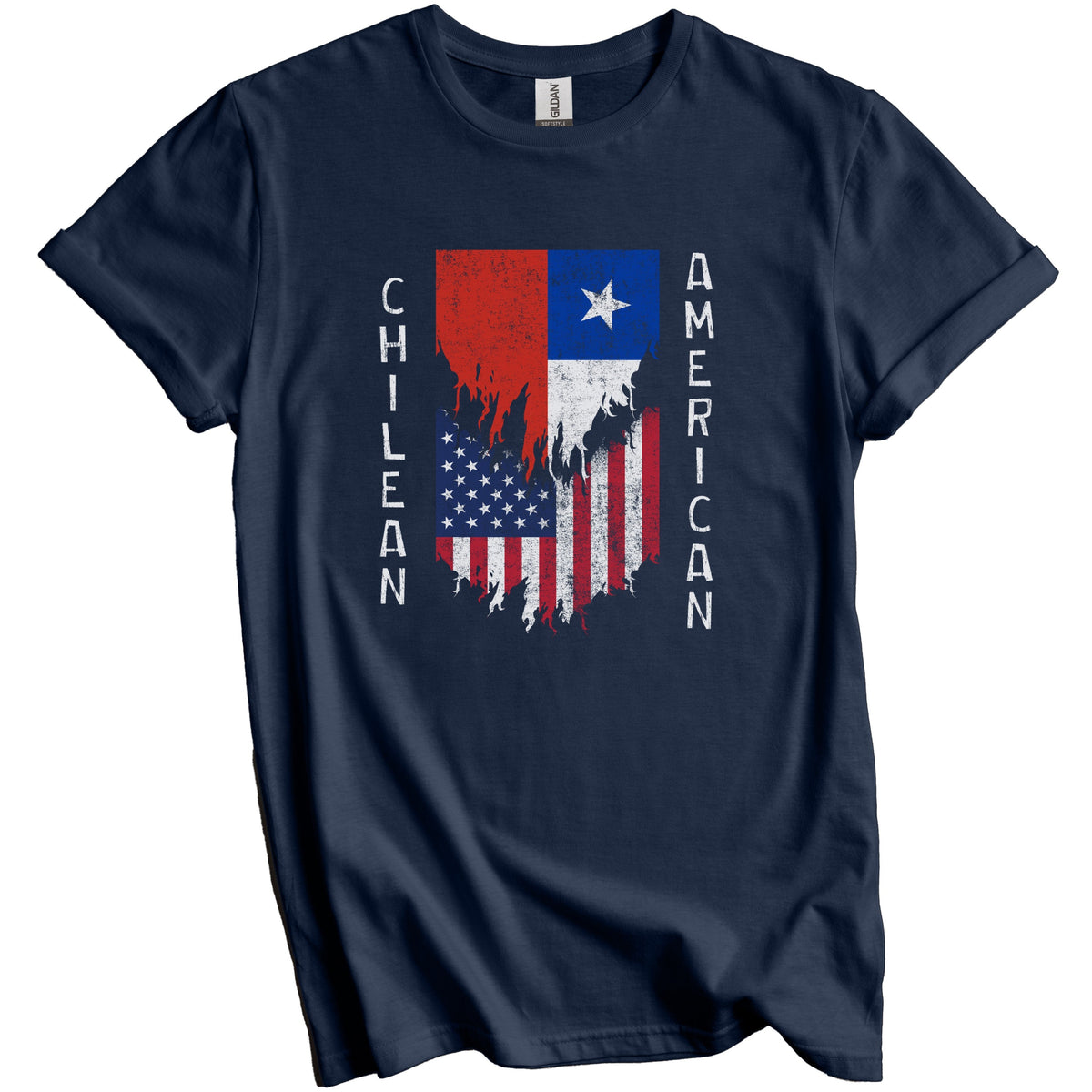 Chilean American Flags Ripped Torn Chile T-Shirt