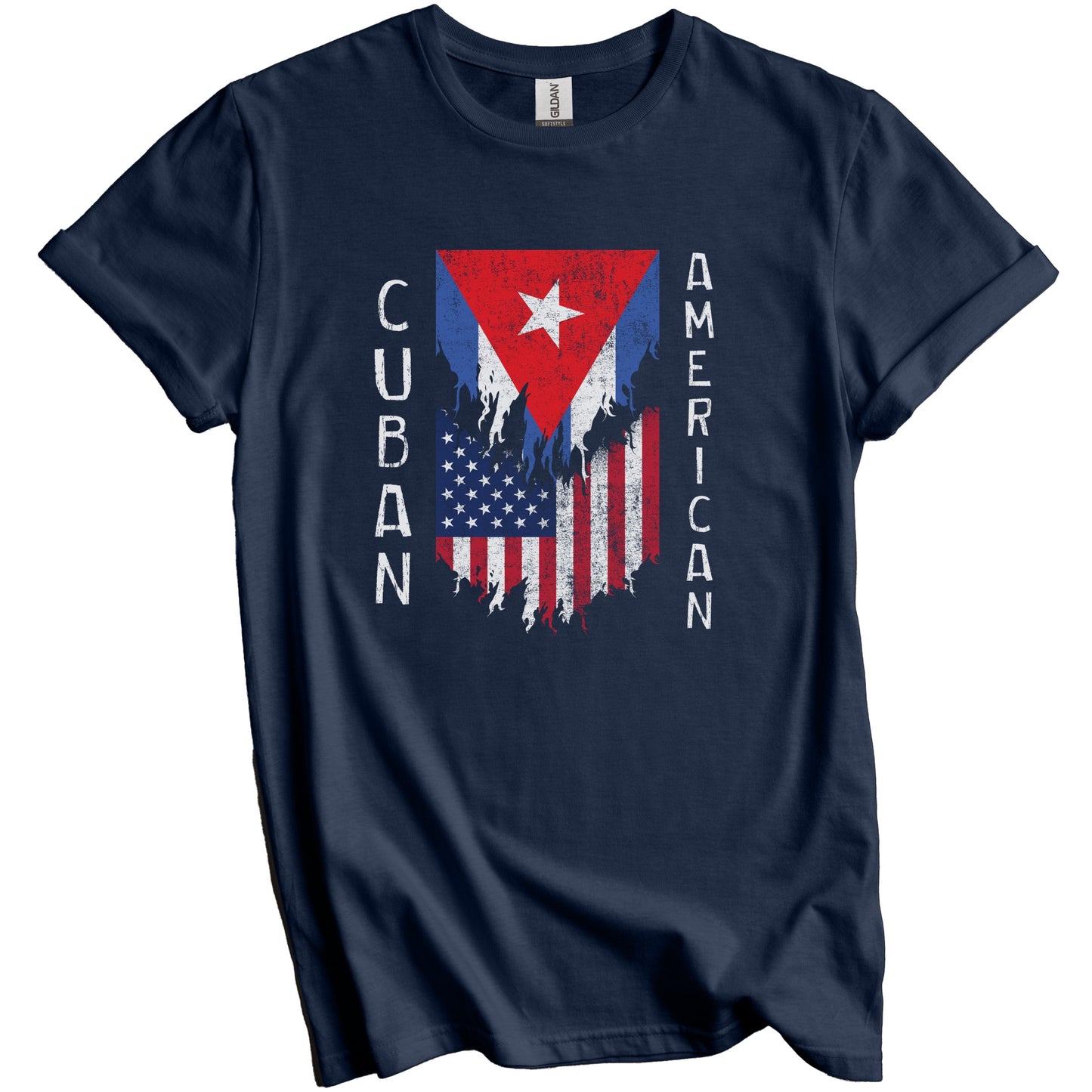 Cuban American Flags Ripped Torn Cuba T-Shirt