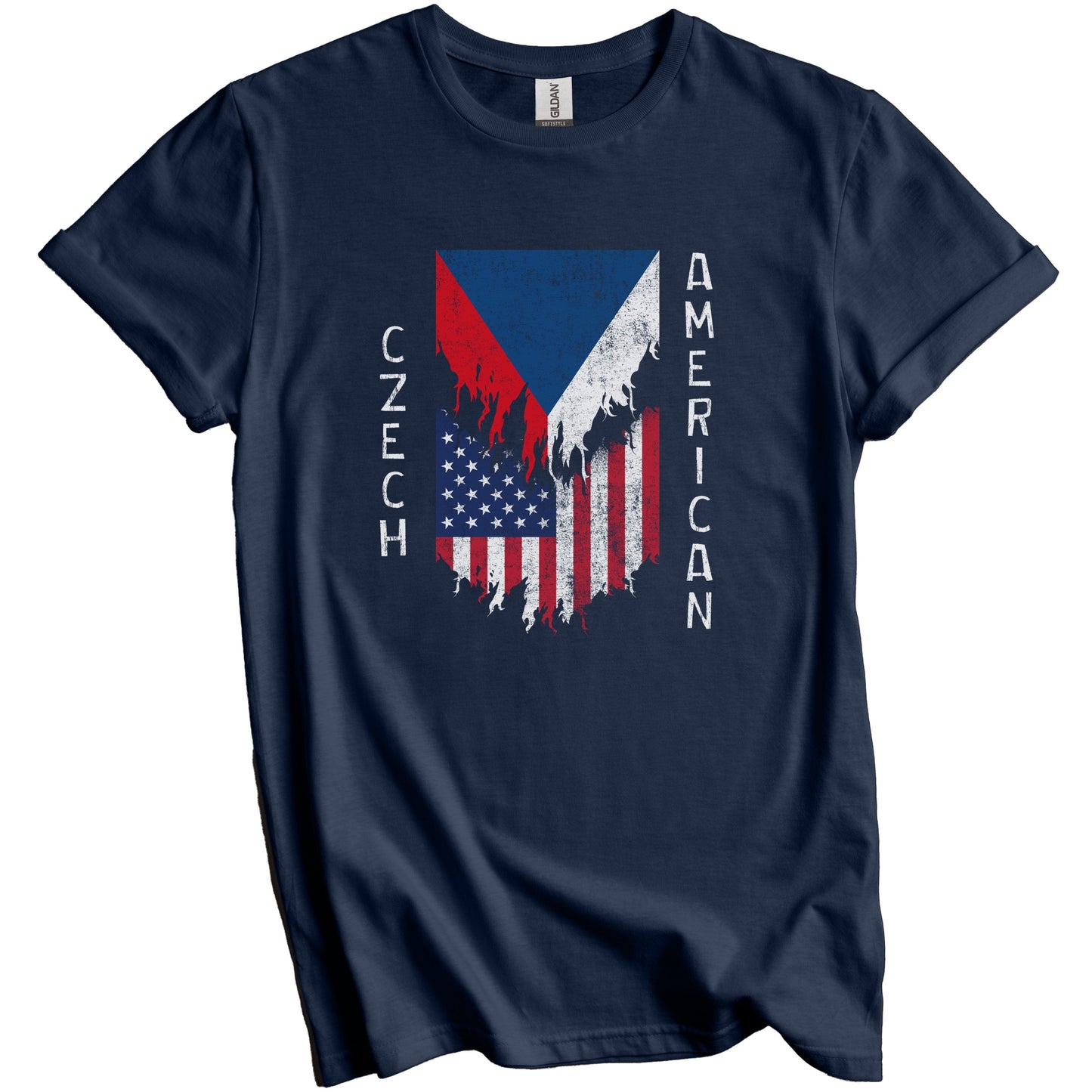 Czech American Flags Ripped Torn Czech Republic T-Shirt