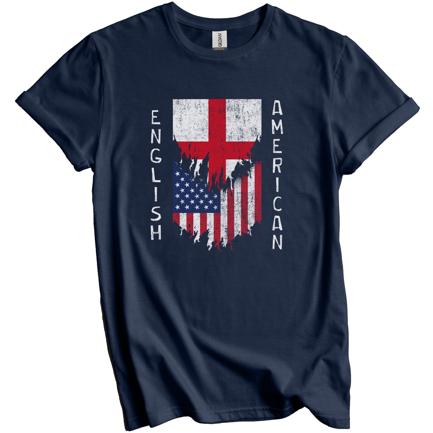 English American Flags Ripped Torn England T-Shirt