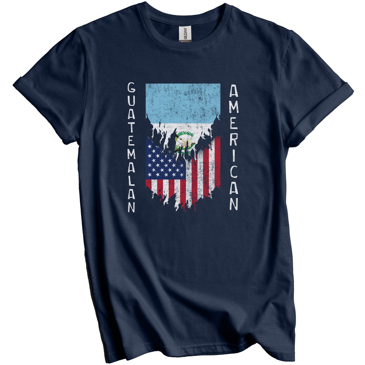 Guatemalan American Flags Ripped Torn Guatemala T-Shirt