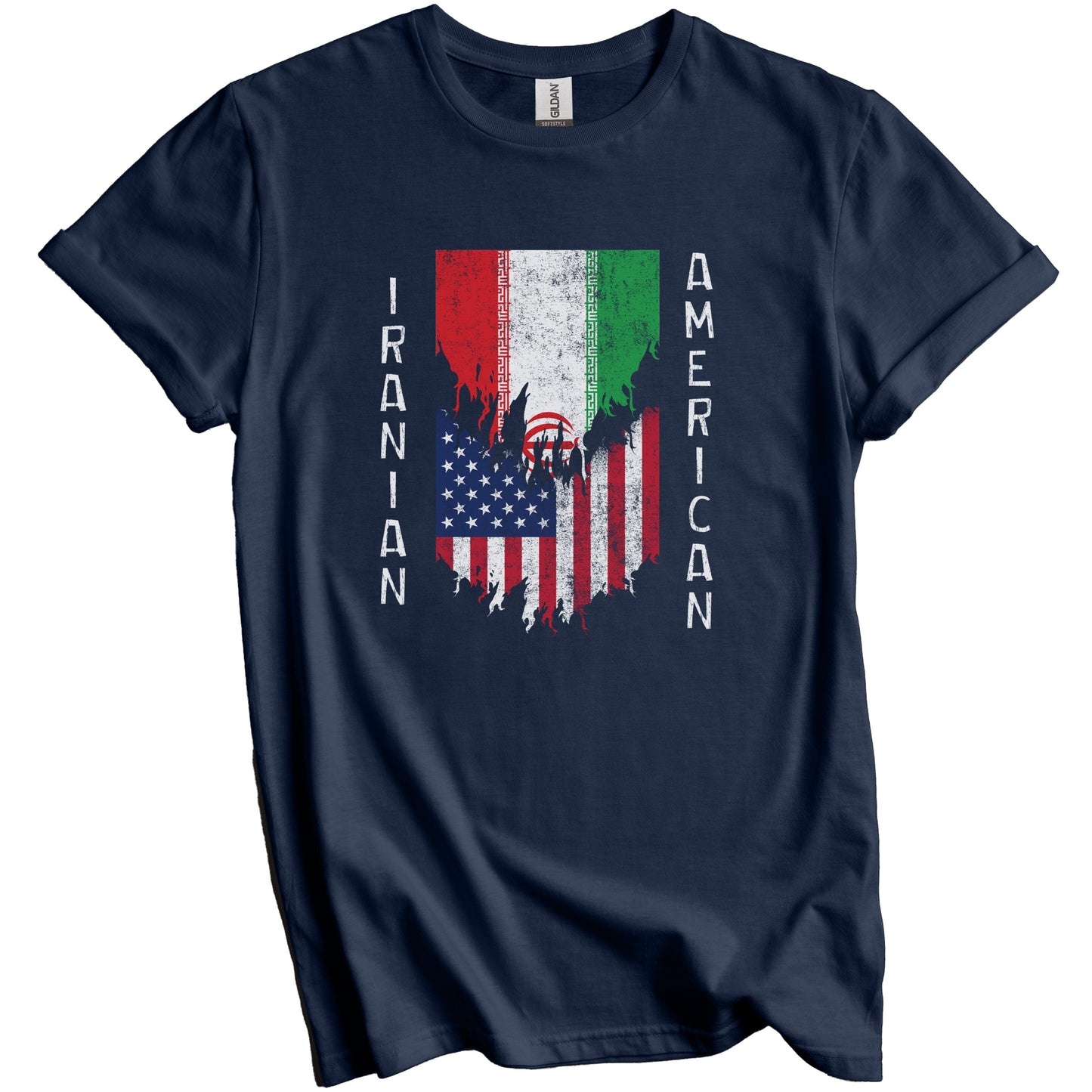Iranian American Flags Ripped Torn Iran T-Shirt