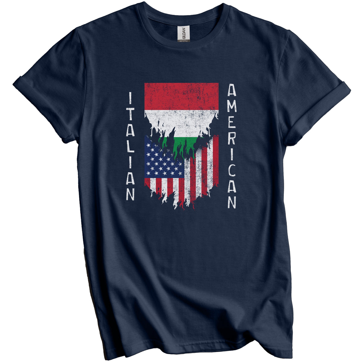 Italian American Flags Ripped Torn Italy T-Shirt