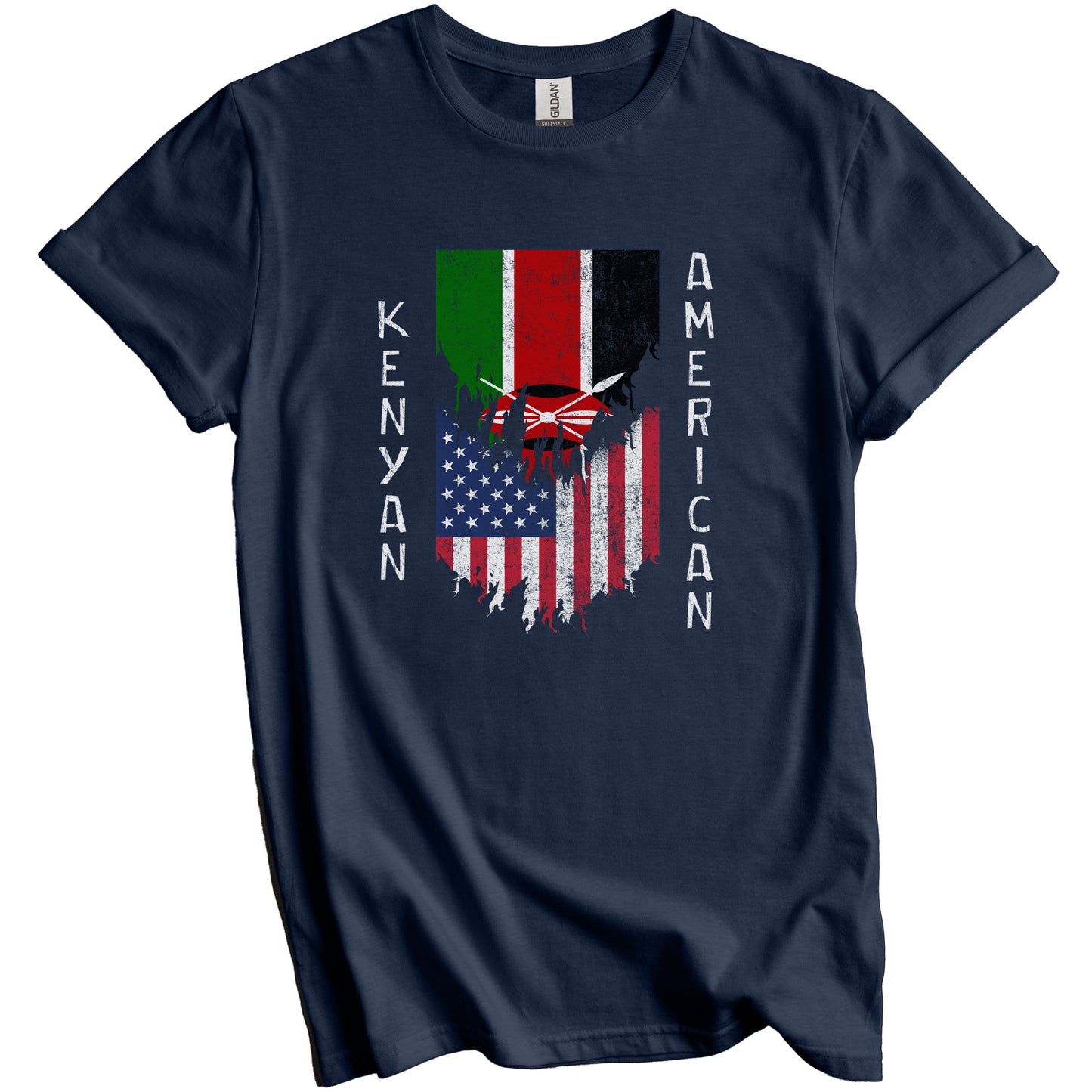 Kenyan American Flags Ripped Torn Kenya T-Shirt