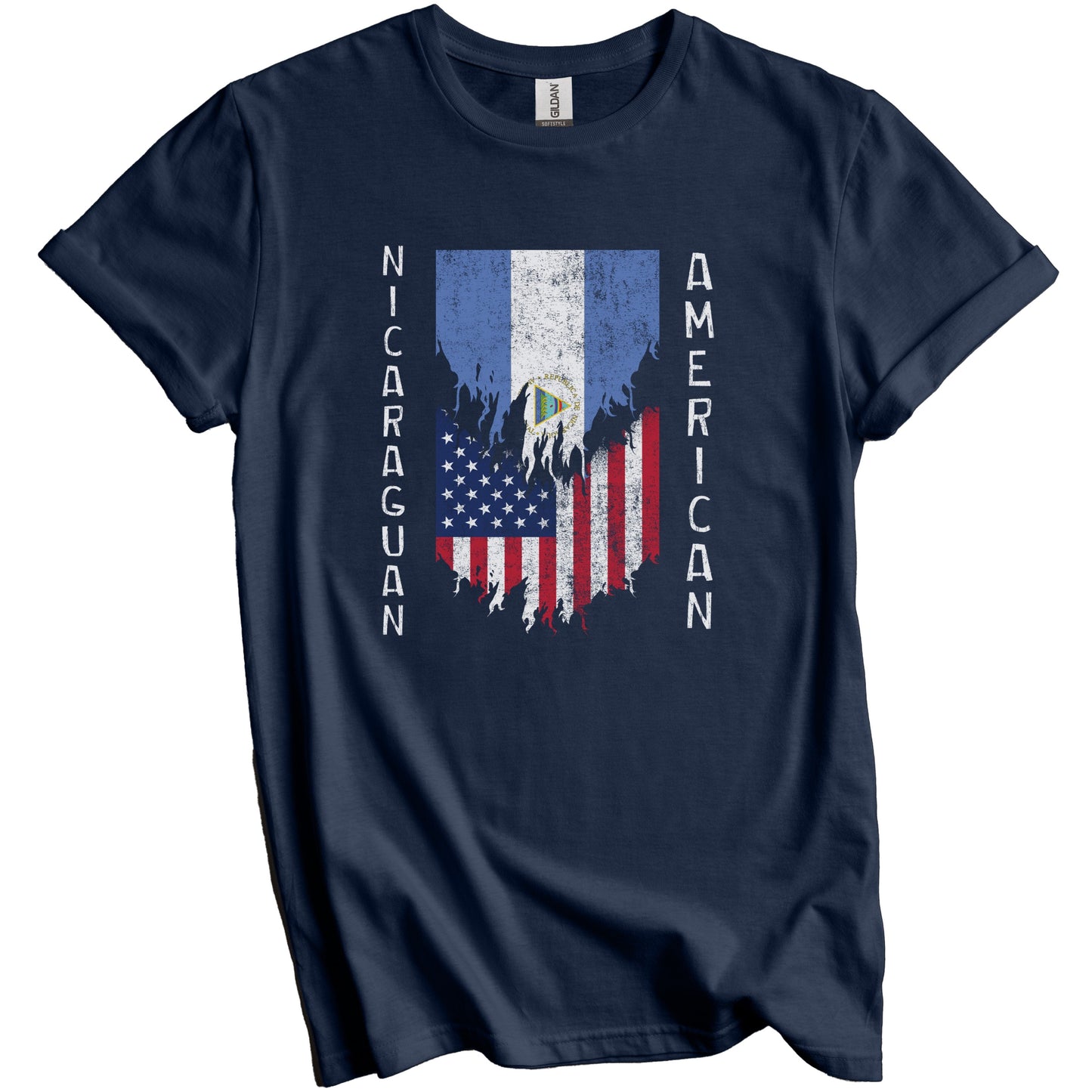 Nicaraguan American Flags Ripped Torn Nicaragua T-Shirt