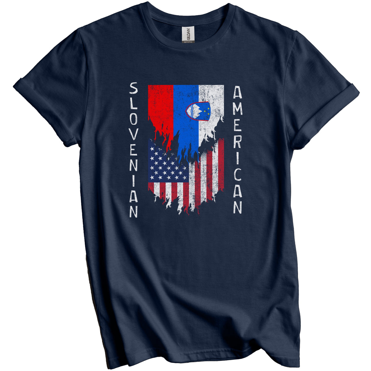 Slovenian American Flags Ripped Torn Slovenia T-Shirt