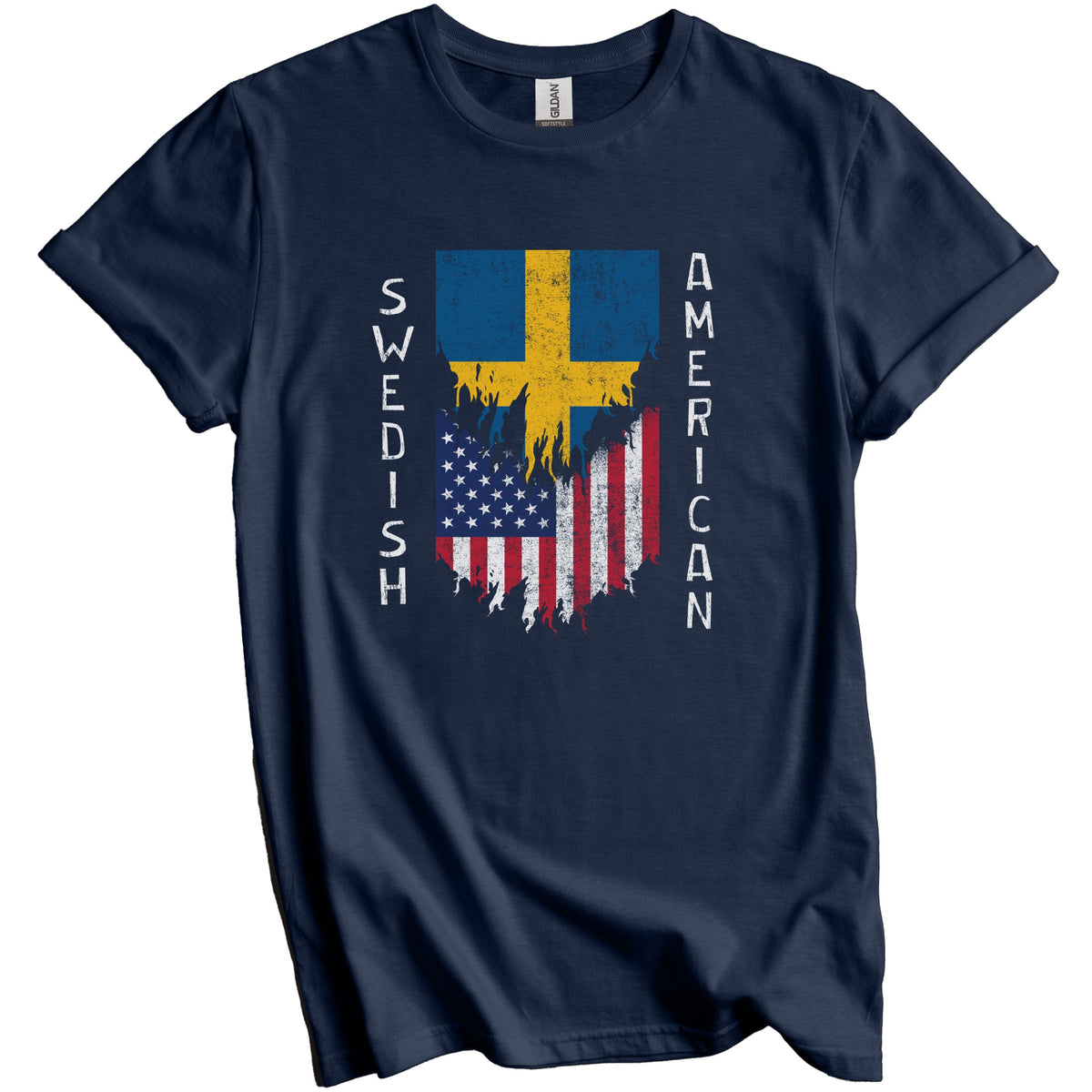Swedish American Flags Ripped Torn Sweden T-Shirt