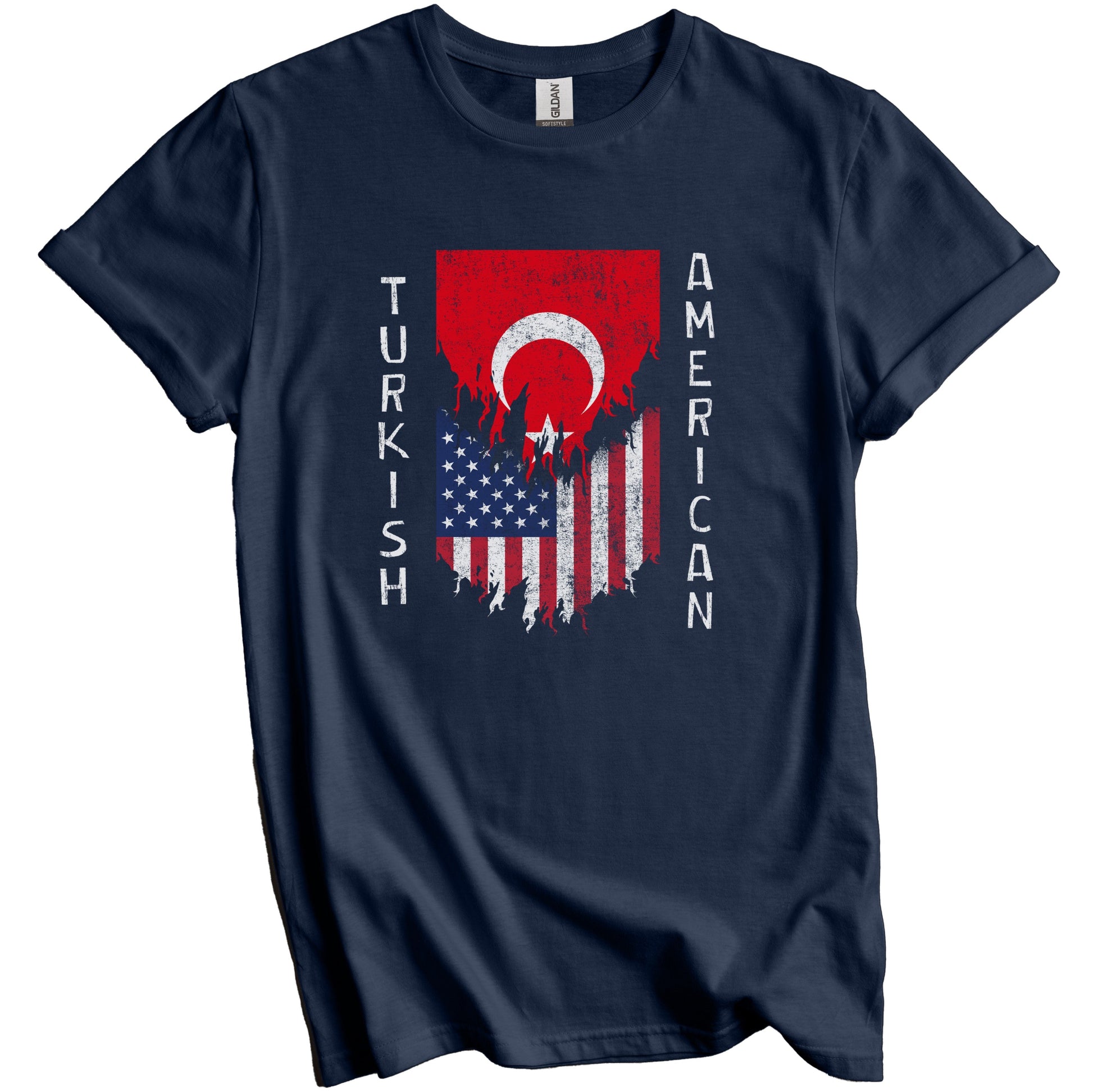 Turkish American Flags Ripped Torn Turkey T-Shirt