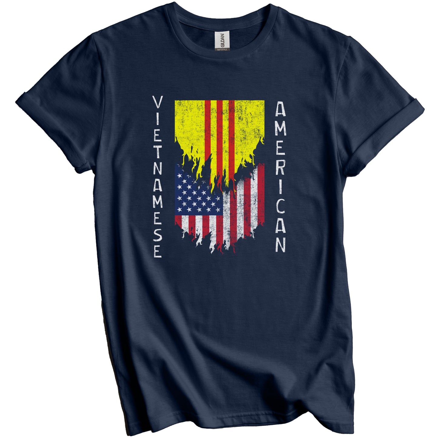 Vietnamese American Flags Ripped Torn Vietnam T-Shirt
