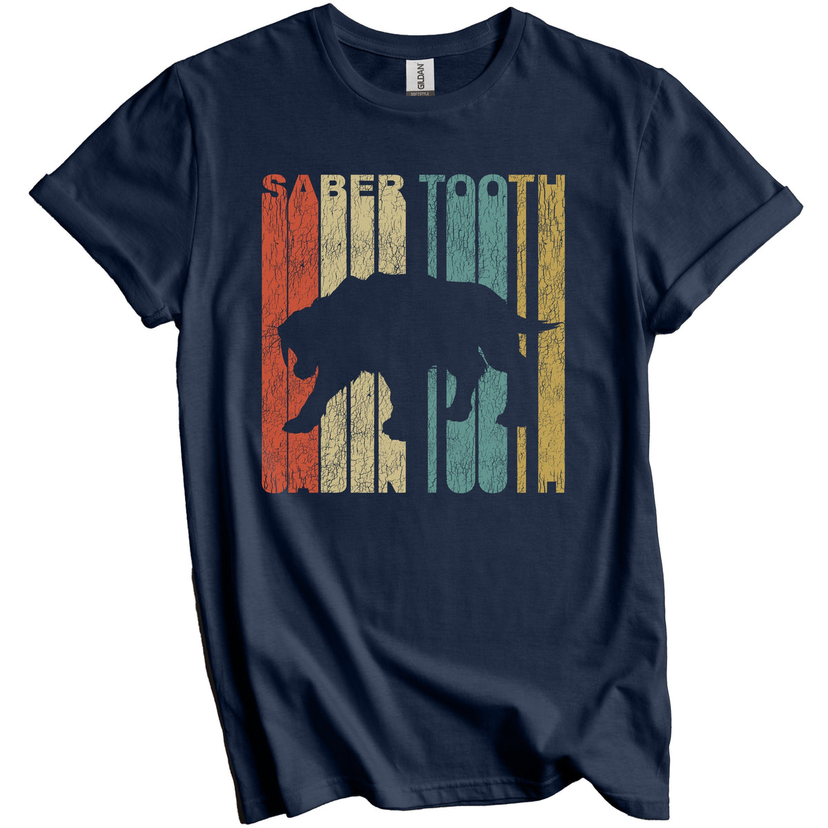 Retro Saber Tooth Tiger Distressed Vintage Smilodon T-Shirt