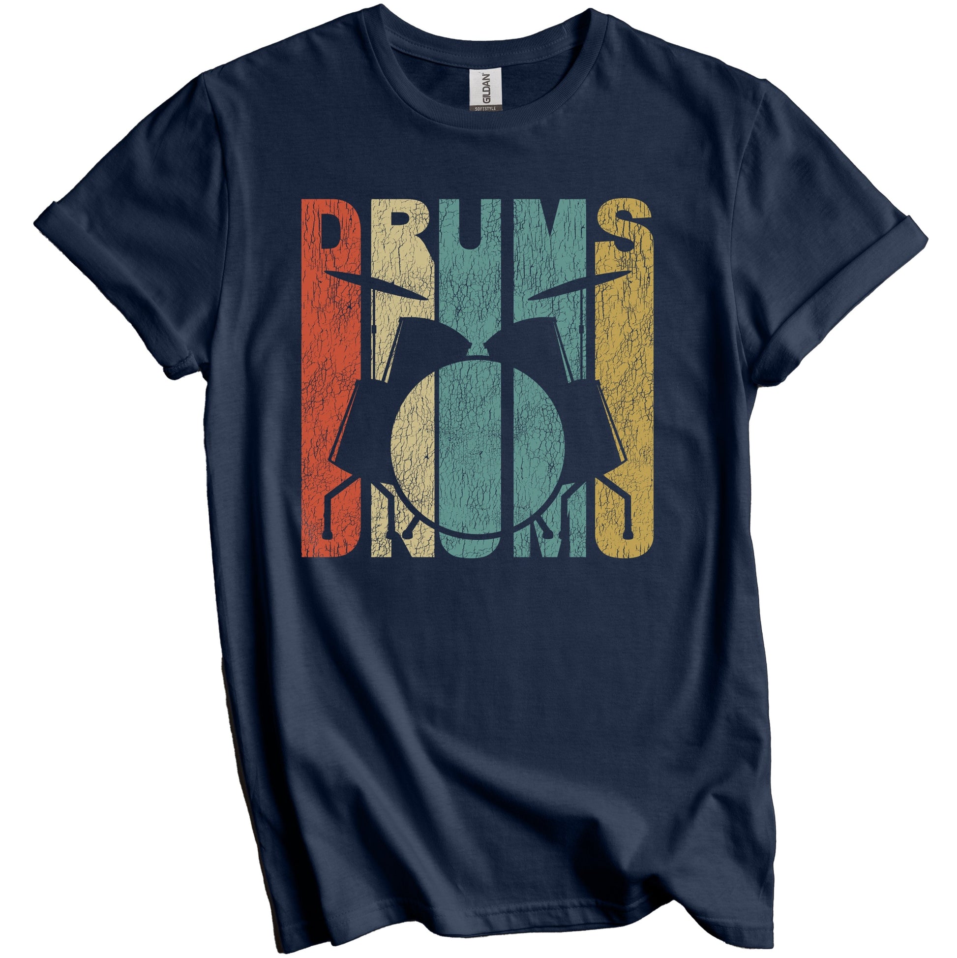Retro Drums Distressed Drummer Vintage Music T-Shirt
