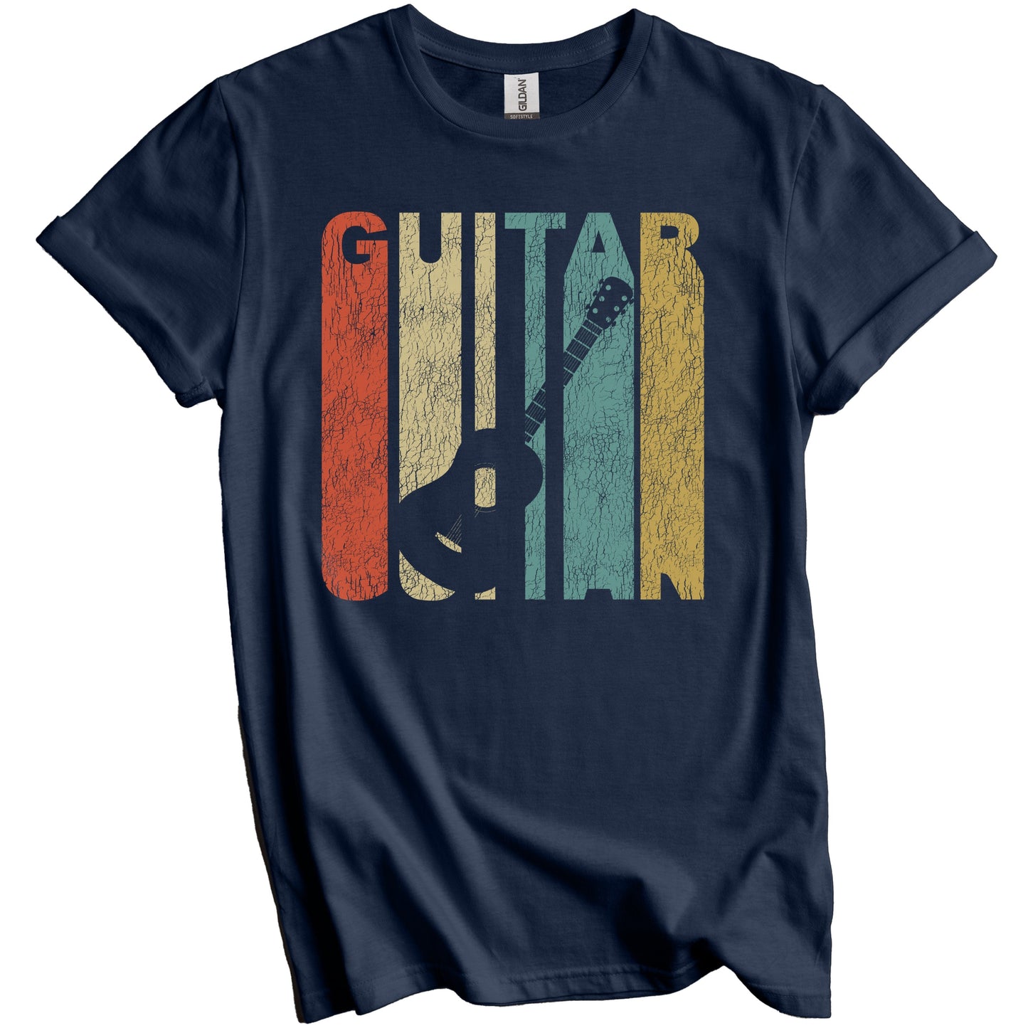 Retro Guitar Distressed Acoustic Guitarist Vintage Music T-Shirt