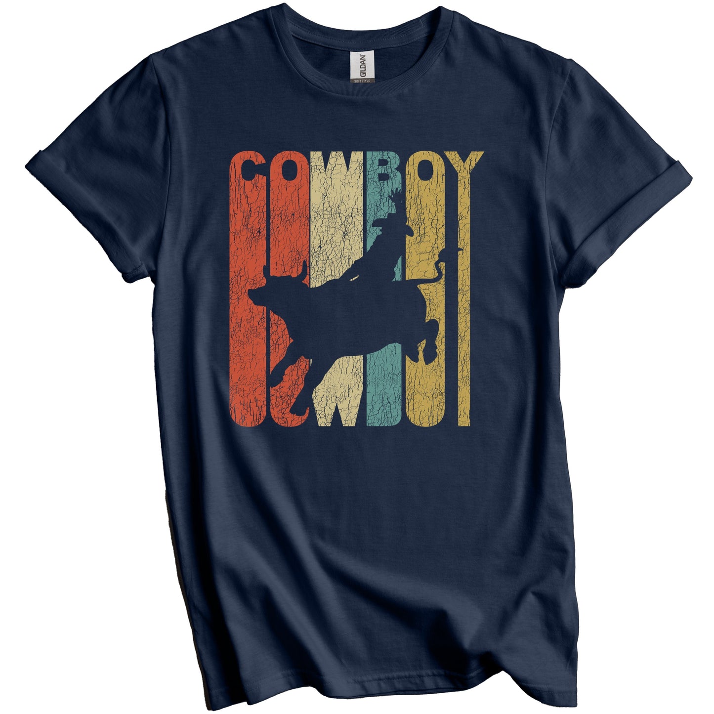 Retro Cowboy Distressed Bull Rider Vintage Bull Riding T-Shirt