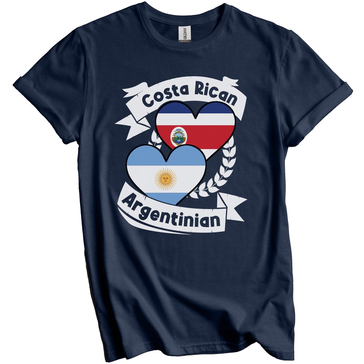 Costa Rican Argentinian Heart Flags Costa Rica Argentina T-Shirt