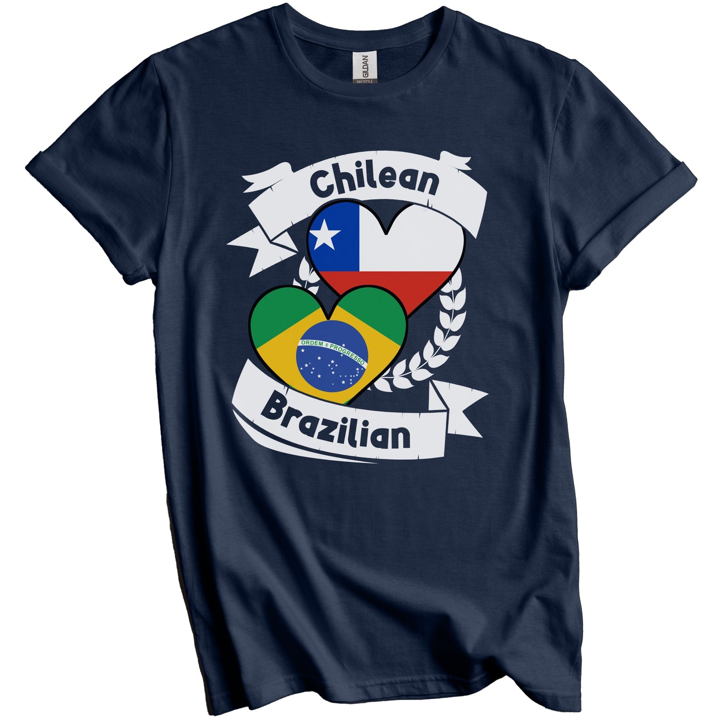 Chilean Brazilian Heart Flags Chile Brazil T-Shirt